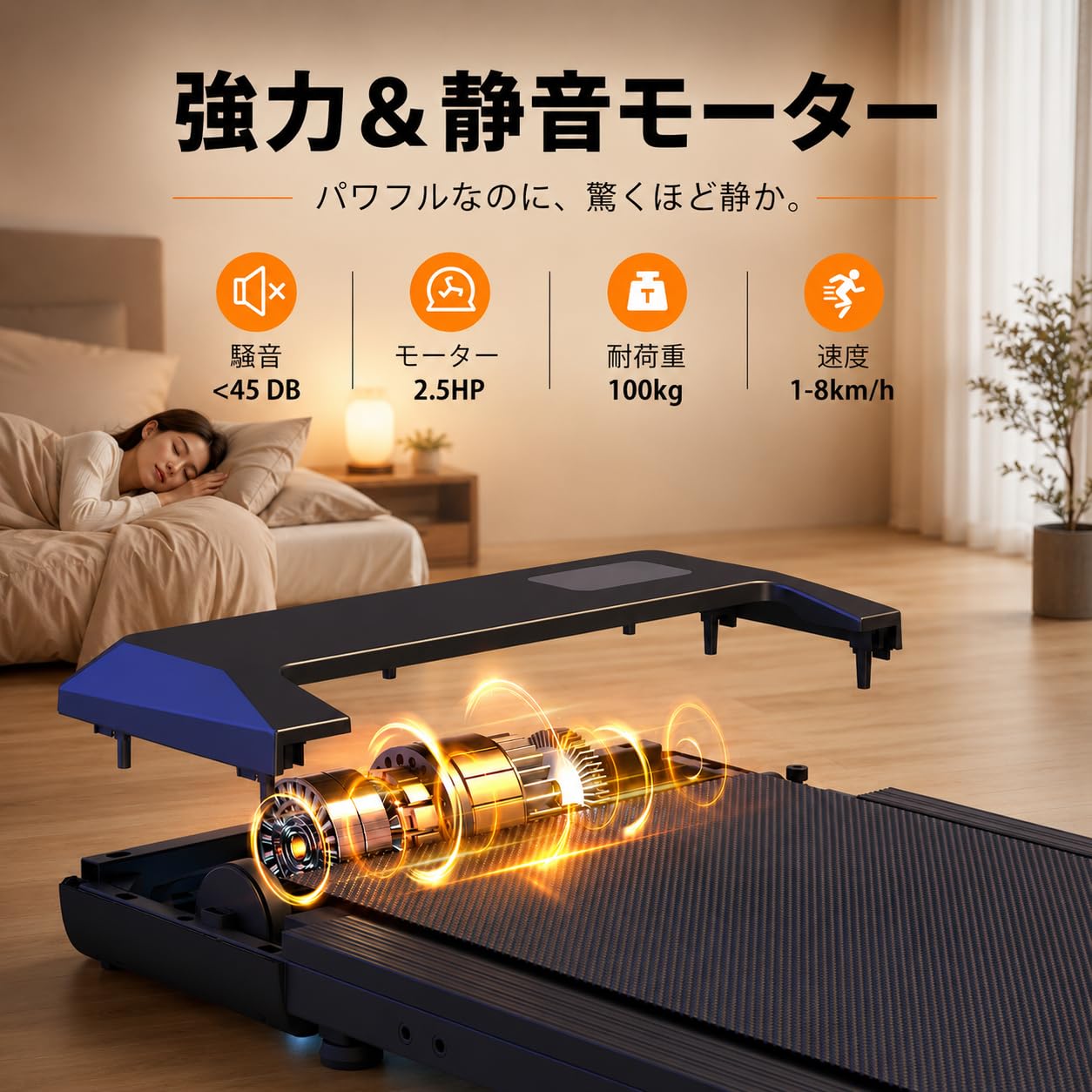Amazon | 電動ルームランナー ウォーキングマシン 家庭用 1～8km/h 耐