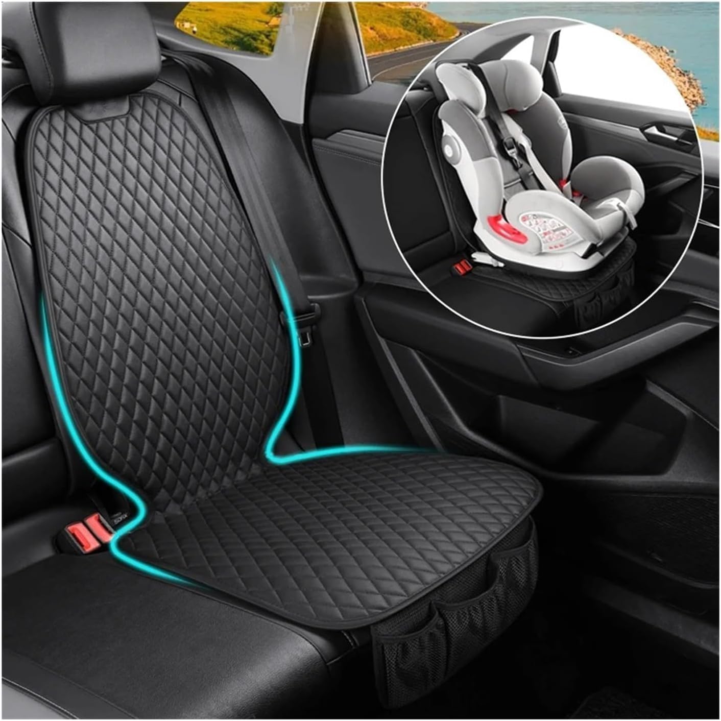 Coprisedile Auto Bambini per Citroen SpaceTourer M (facelift 2024) 2024 | 1 Pezzo Protezione Sedile Auto Impermeabile Antiscivolo Tappetino Protettivo Resistente Nero