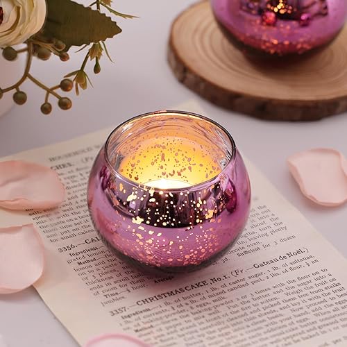 Vista 28 de LAMORGIFT 24 Pcs Green Candle Holders - Mercury Glass Tealight Candle Holders for Spring Wedding, Birthday, Dinner Party Table Decor, Guest Favors