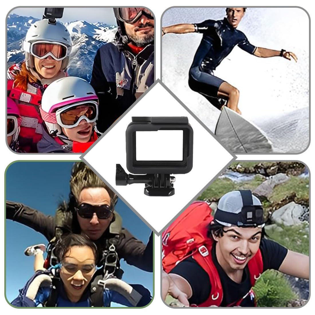 Cadre Boîtier Protection Compatible GoPro Hero7/6/5 Coque Bordure avec Prise Vis Amovible Noir