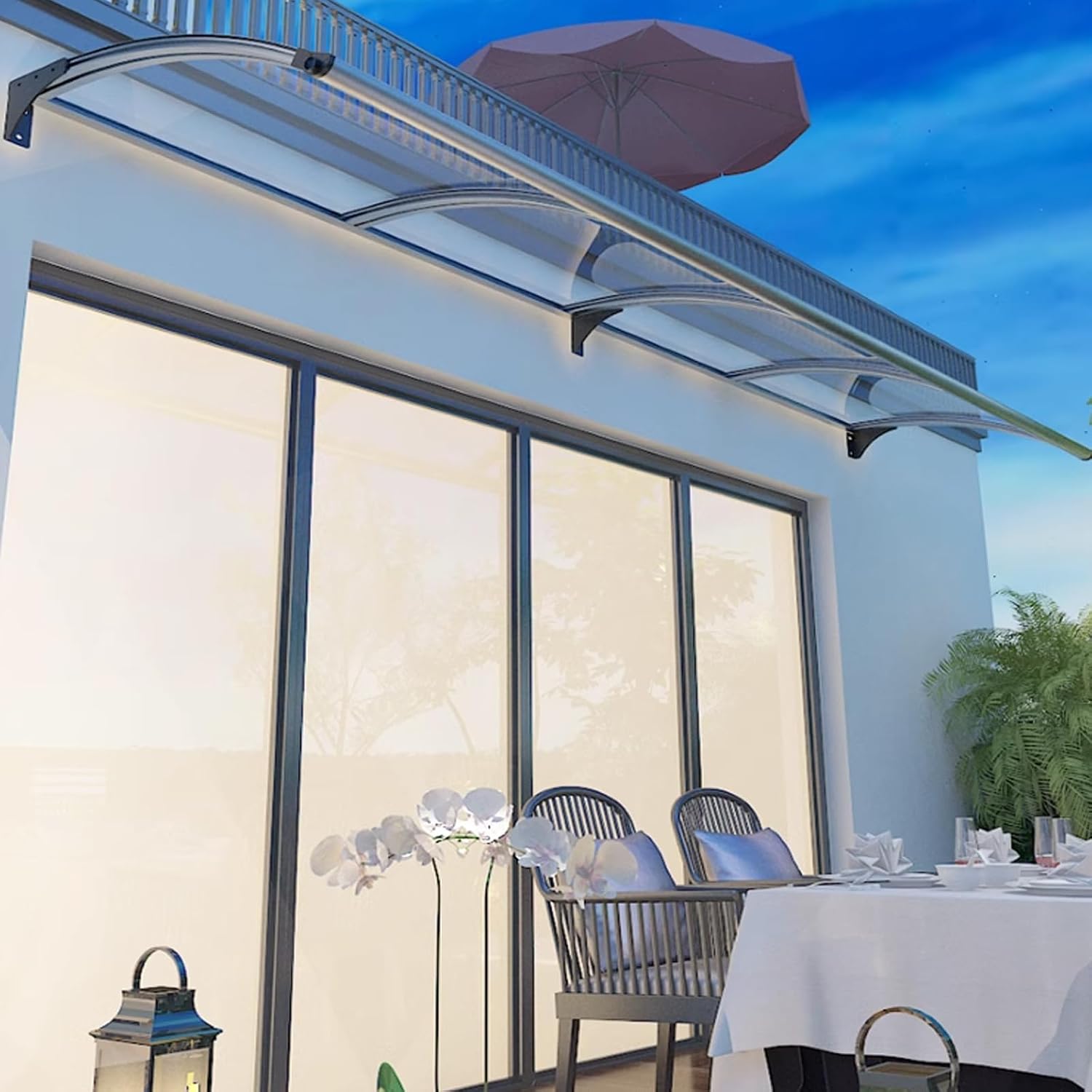 Aluminum Archway Door Canopy, UV Protection Awning for Home Entry, 2.5mm Polycarbonate Cover, Outdoor Window Shade (100x190cm/39 x75)