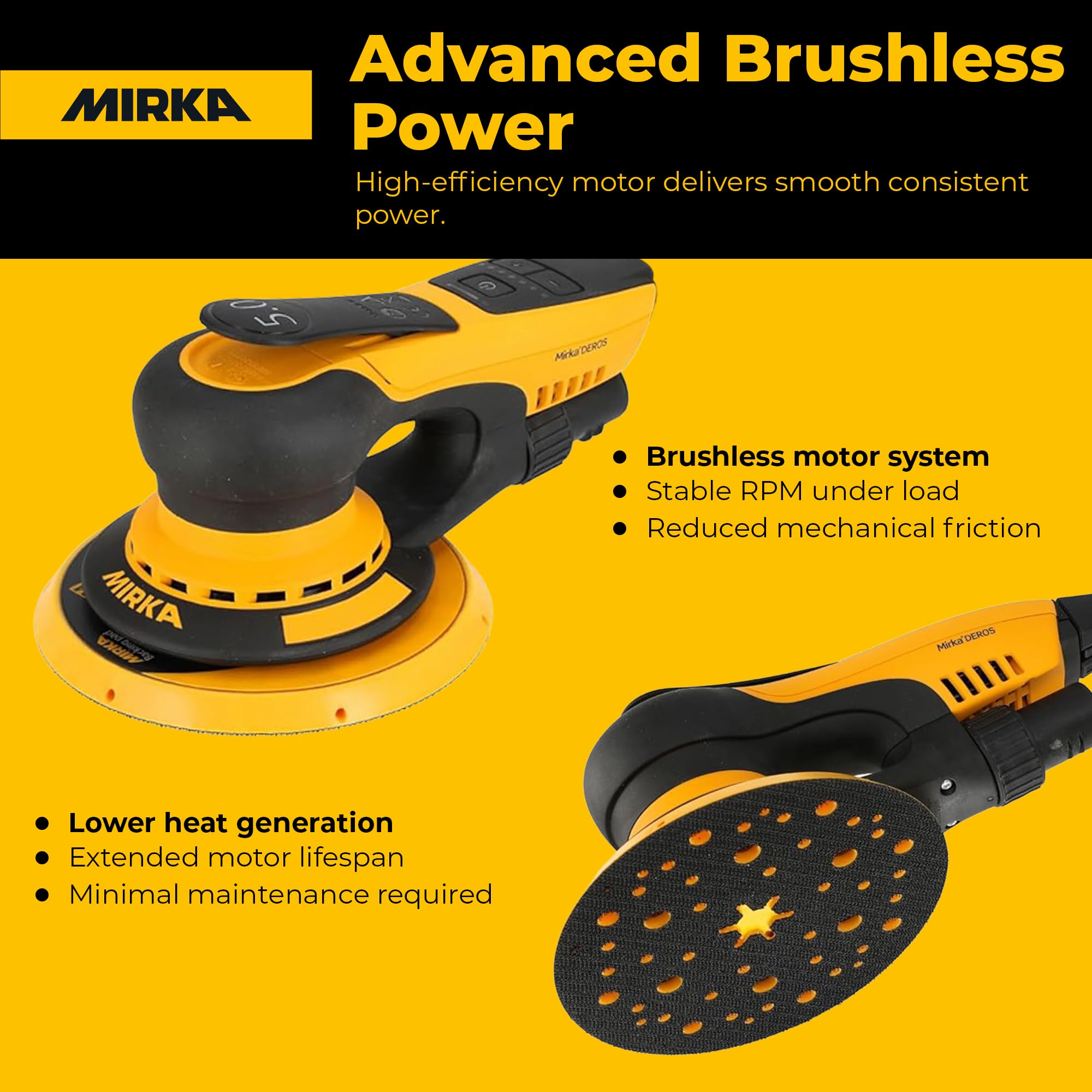 Mirka DEROS II - Levigatrice orbitale a disco 650X da 15,2 cm con custodia