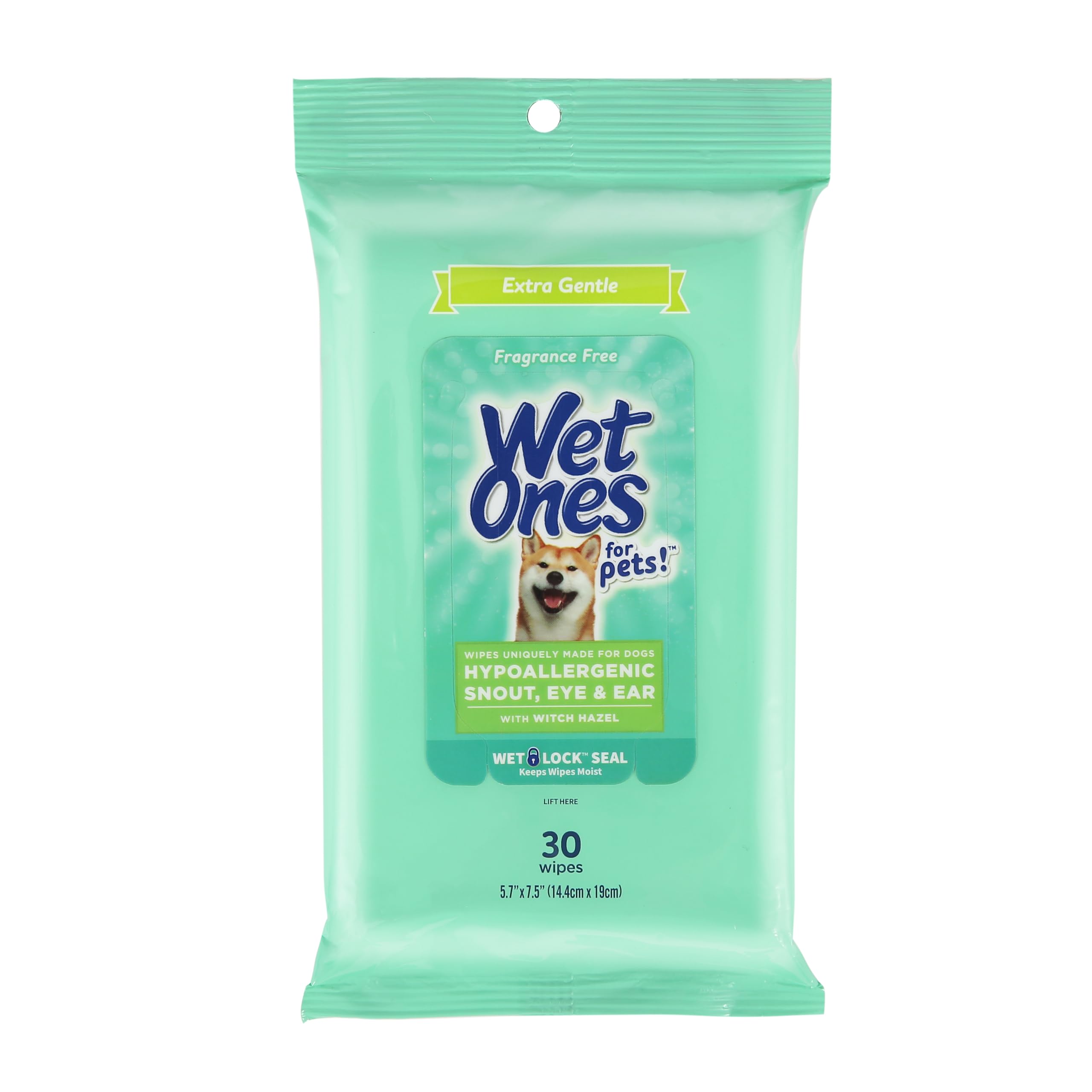 Wet Ones for Pets Lot de 30 paquets de 24 lingettes extra douces pour chien avec hamamélis pour museau, yeux, oreilles - Lingettes pour chien sans parfum avec fermeture humide