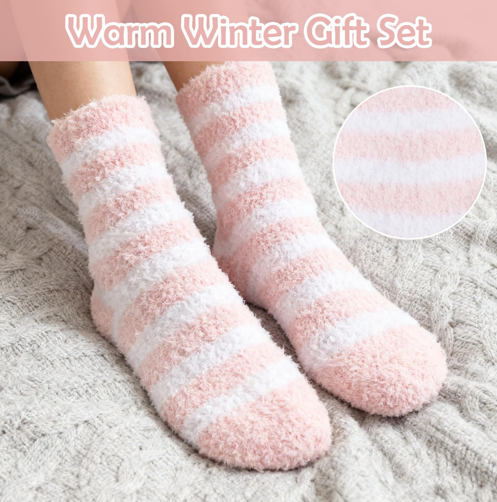 Wärmflasche, Geschenke für Frauen enthalten Flauschige Wärmflasche, Duftkerze, Dicke Socken und Personalisierte Tasse, Wärmflaschenbezug Gemütliches Gegenwart für Frauen Männer Erwachsene(Rosa)