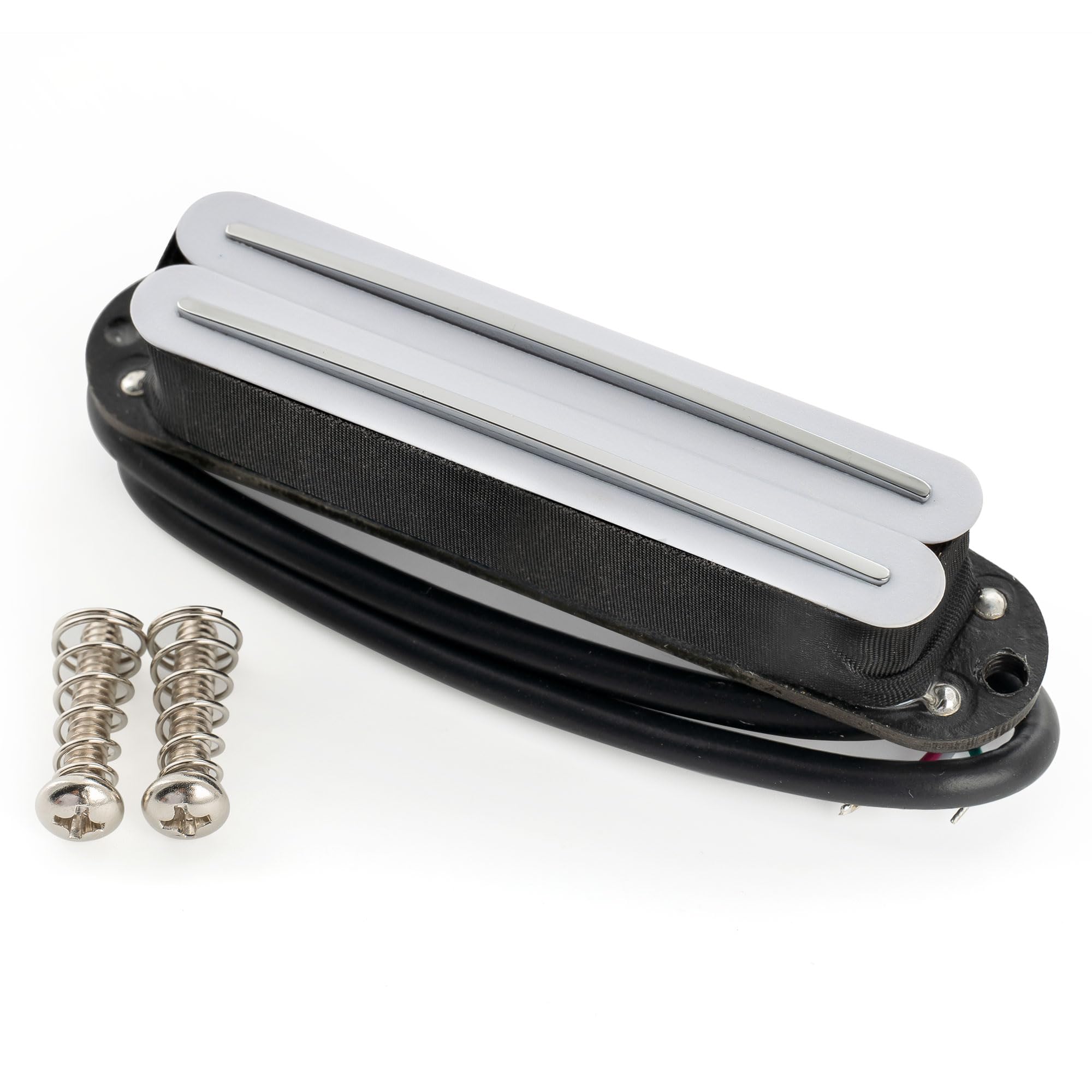 Musiclily Pro ST-DPMA Alnico 5 Rail Blade Micro Humbucker Format Simple Bobinage Pickup 9,2K pour Guitare électrique Style Strat, Corps Blanc Rail Chrome