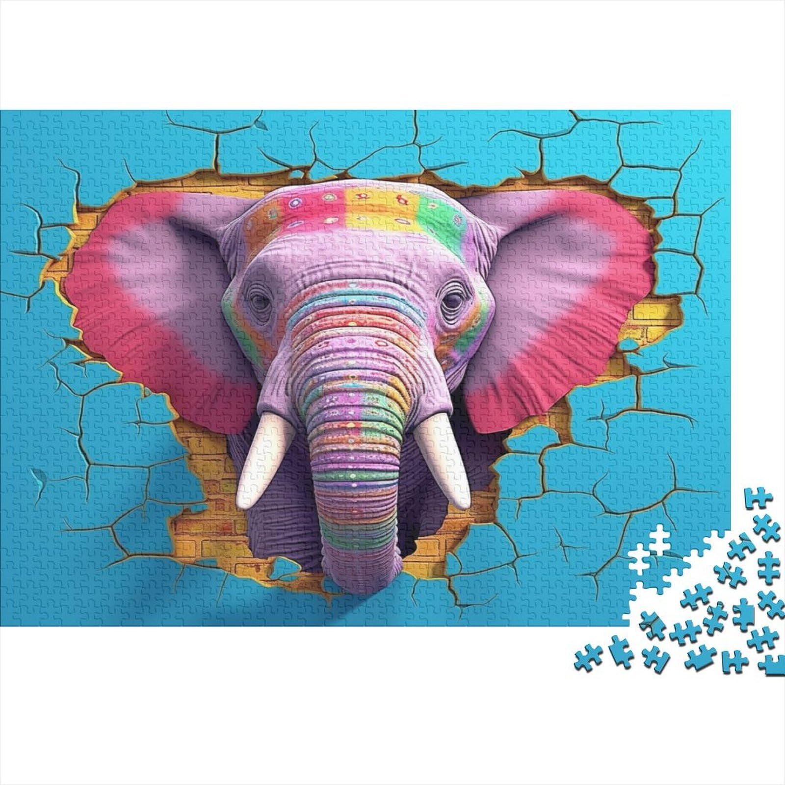 1000 Piece Elephant & Rainforest Puzzle For Adults & Families - 27.56 X 19.69 Inch Jigsaw