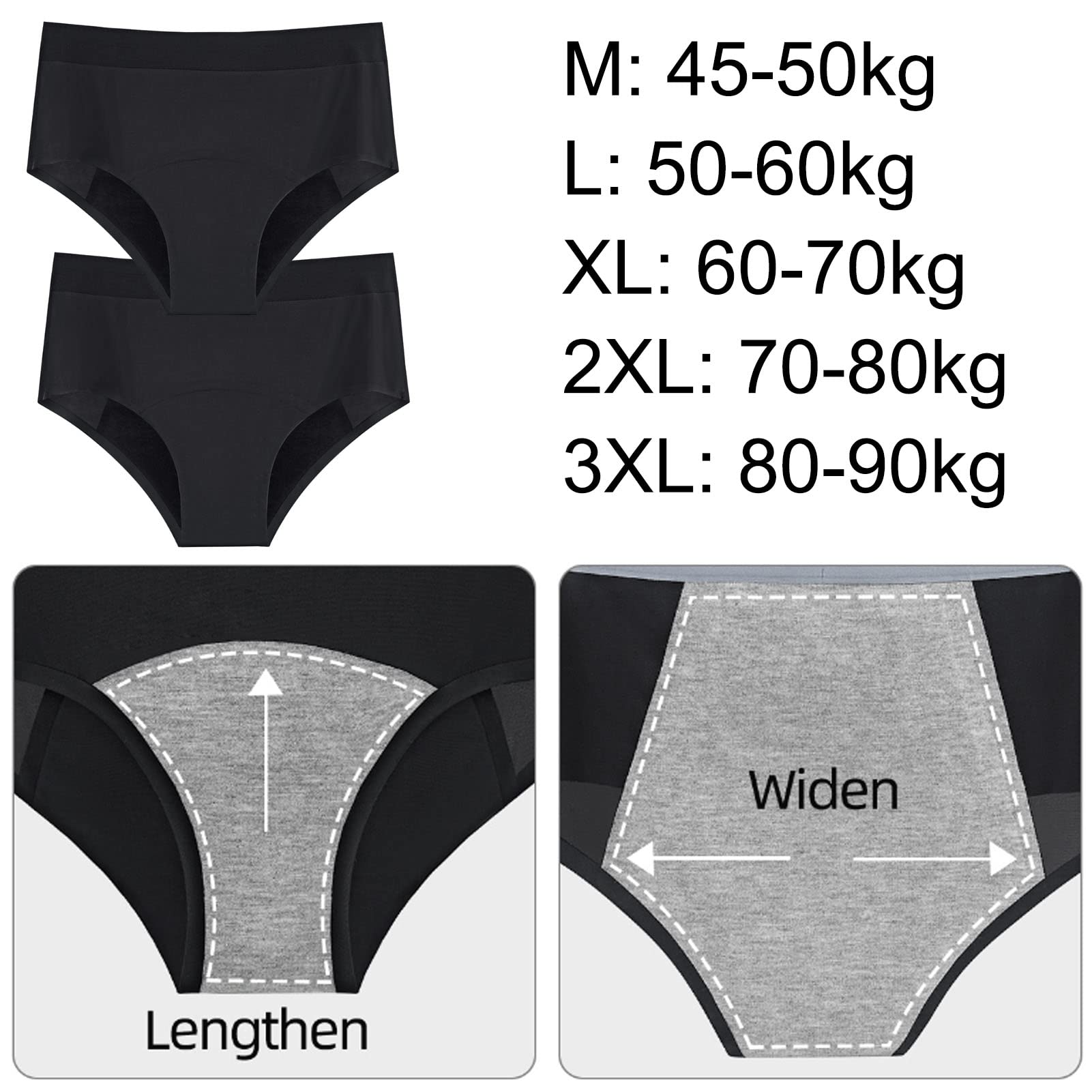 Bragas para el período Menstrual, Paquete de 2 Ropa Interior para Mujer, Calzoncillos de algodón a Prueba de Fugas, Calzoncillos para incontinencia urinaria, Lavables, Reutilizables para Mujeres,