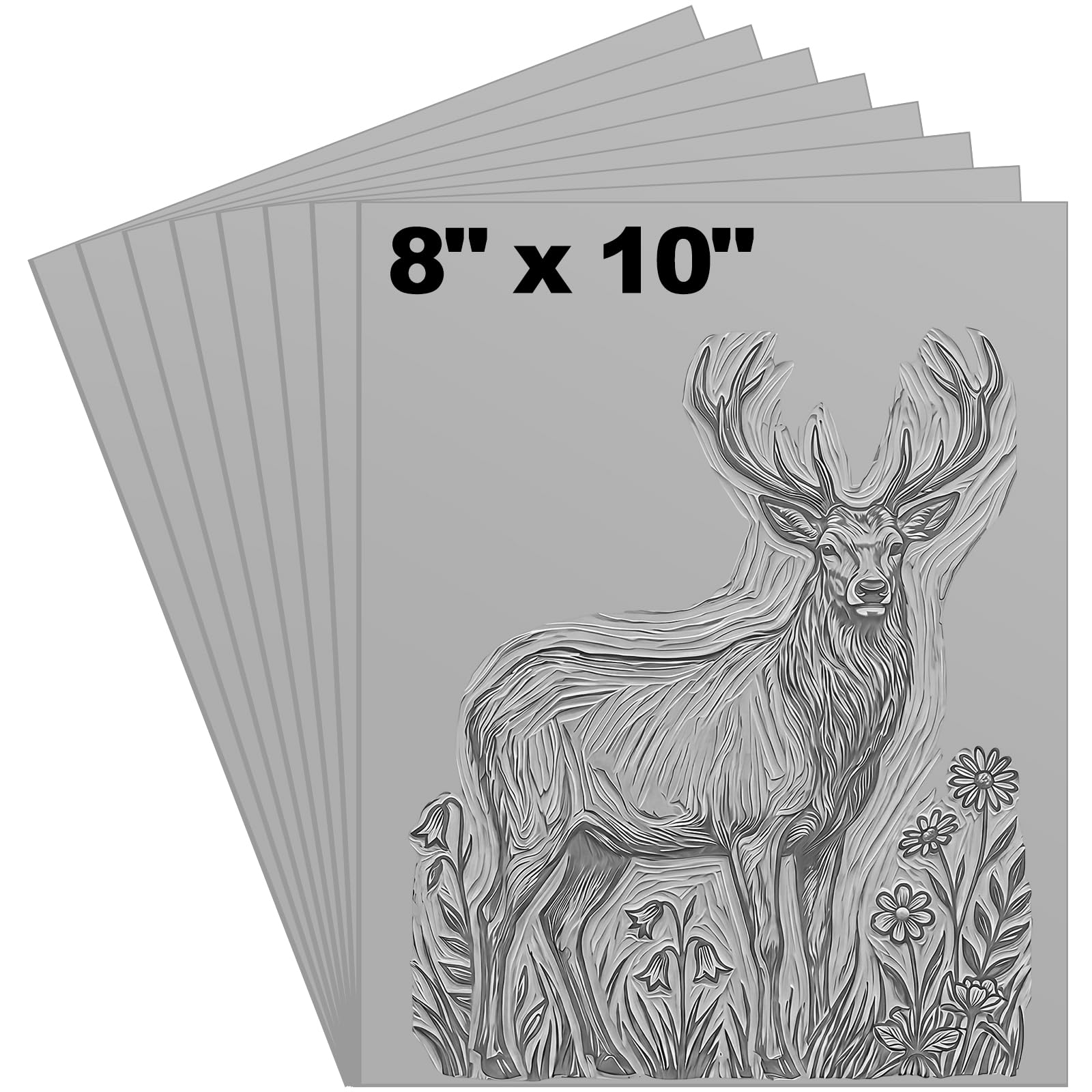 Yeaqee 8 Pcs 8 x 10 Inch Linoleum Blocks for Printmaking, Gray