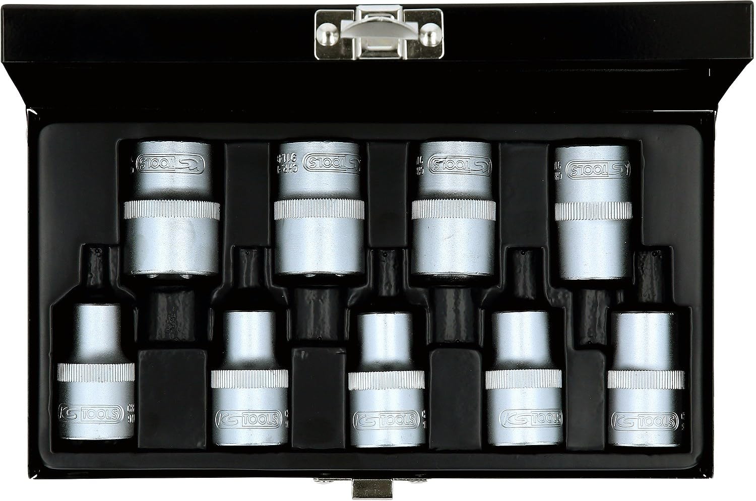 KS Tools 911.4410 1/2" Juego de llaves de vaso Torx-E, 9 pzs, E10-E24