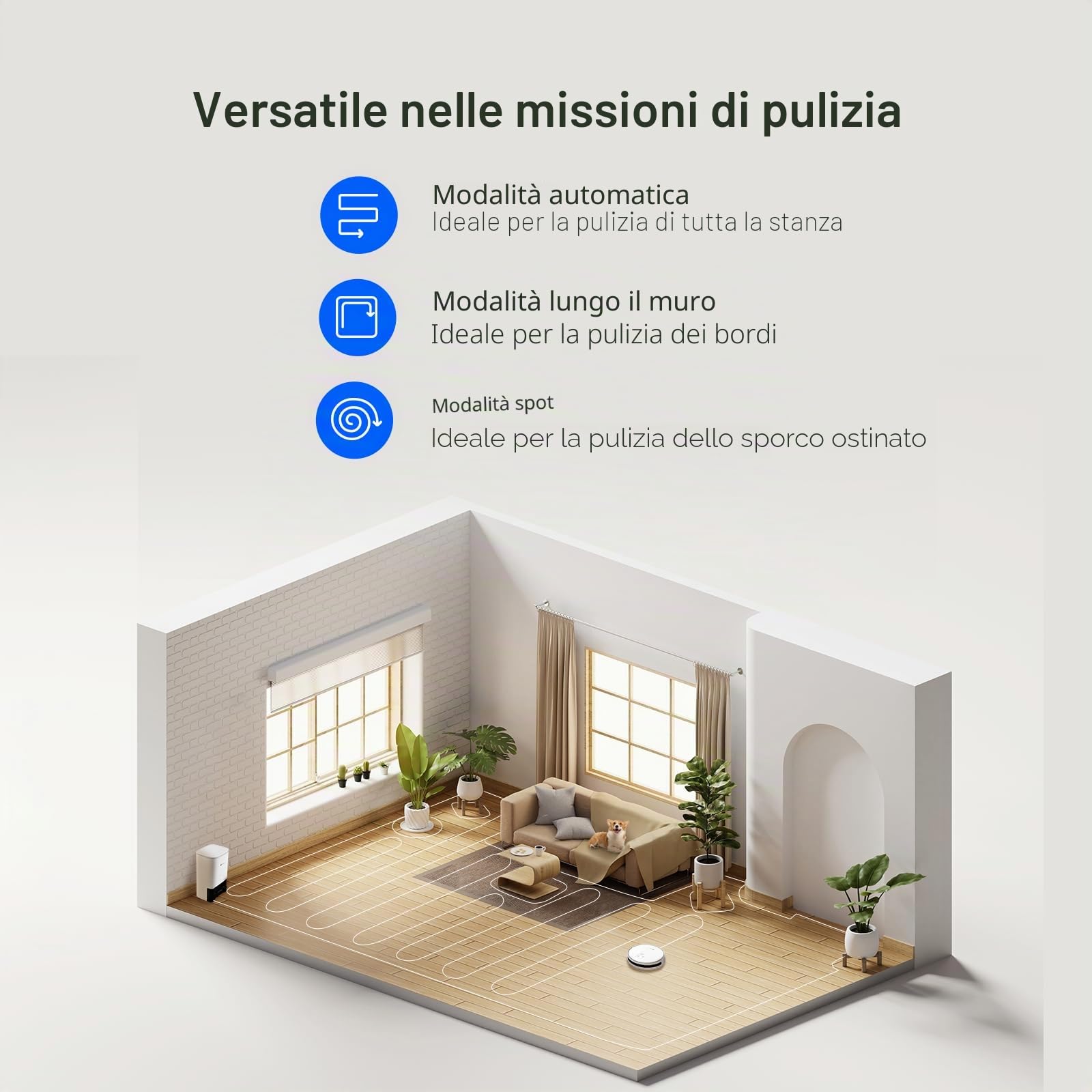 EZVIZ Robot Aspirapolvere con Base a Svuotamento Automatico Polvere, Aspirazione 2700Pa, Adatto a Tappeti, Peli Animali, 3 Modalità di Pulizia, Batteria da 190 min, Controllo Telecomando, RC3 Plus