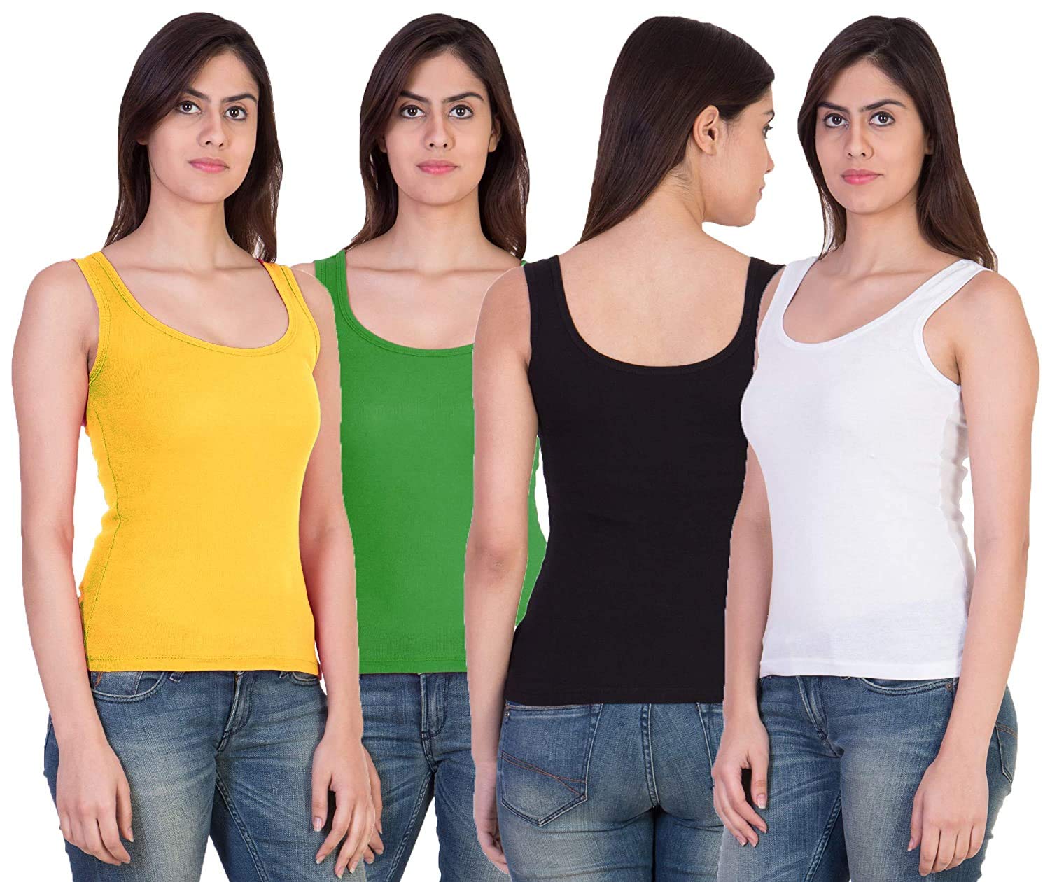 Pack of 4 Premium Tank Top Vest Top Camisole Sando Spaghetti Inner Wear Camis for Women,Girls-image-46