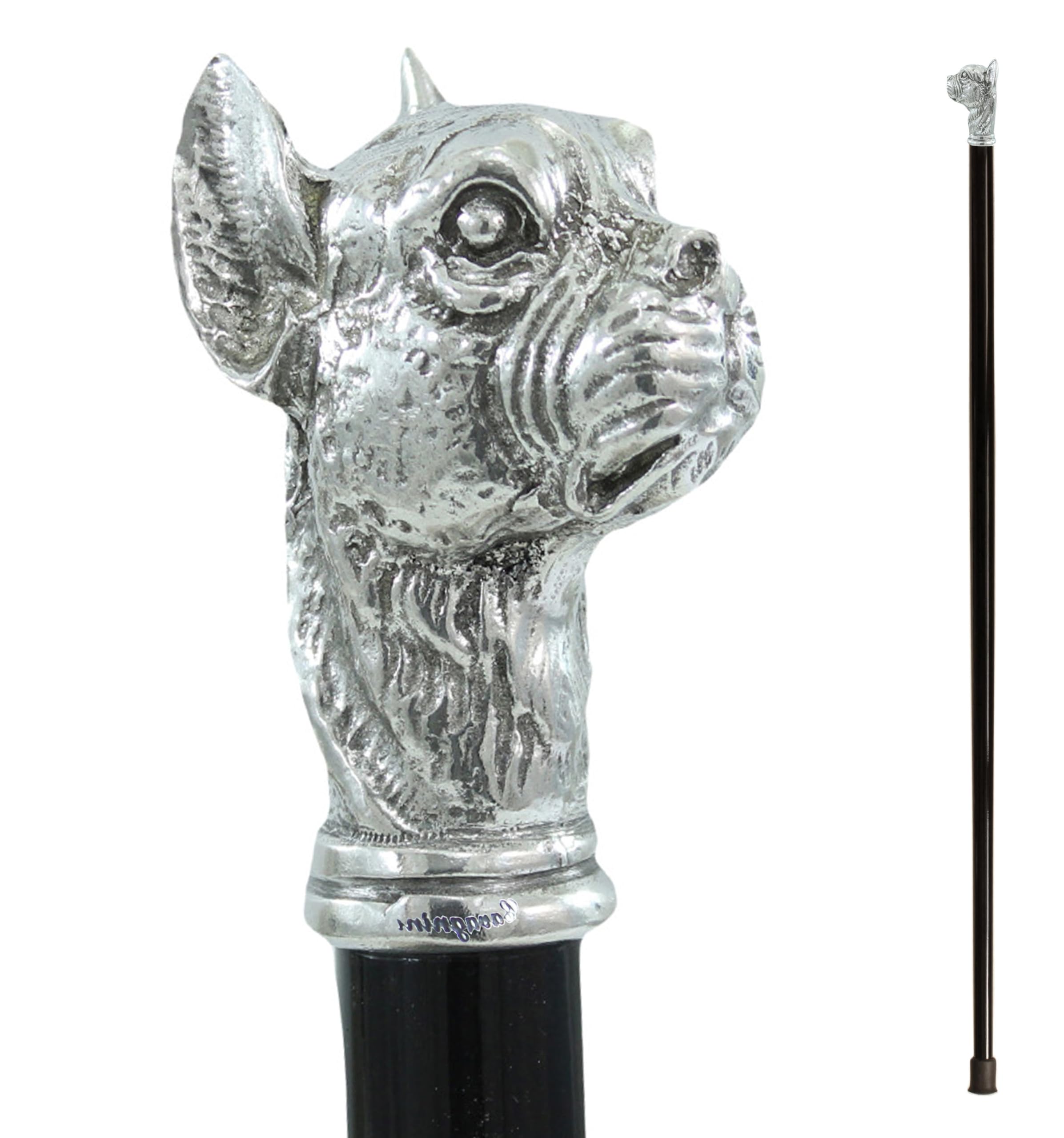 Cavagnini Bastón de Paseo Hombre Elegante en Madera para Bodas de Lujo Novio en estaño cincelado Made in Italy.