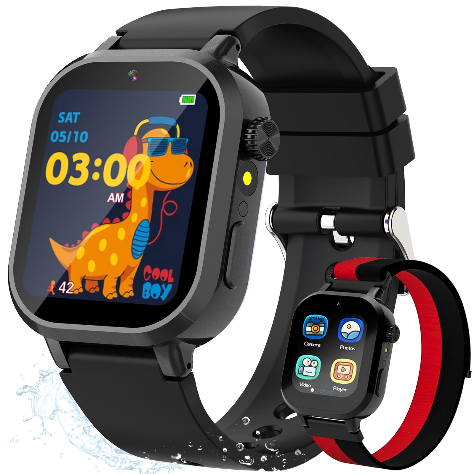 Vakzovy Kids Waterproof Smart Watch Girls Gift Age 3-12 with 39 Game HD Touch Screen Video Camera Music Player Pedometer Alarm Clock Birthday Gift for