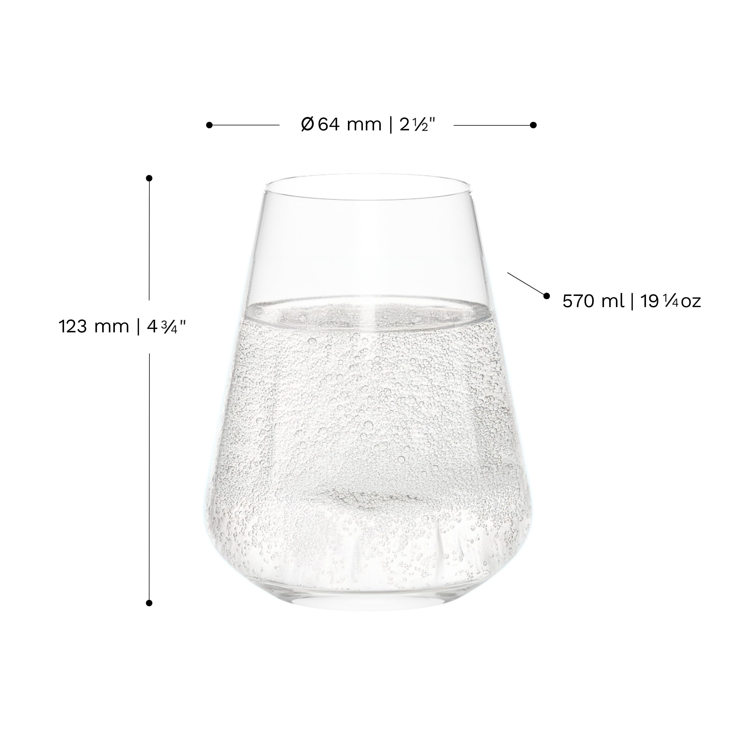 Stölzle Lausitz Q1 Wassergläser Allroundgläser 570 ml, 6er-Set | Handgefertigte, mundgeblasene Wasser- und Trinkgläser für Wasser und Saft, aus Kristallglas, stoßfest & spülmaschinengeeignet