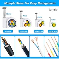 Vista 3 de 400 clips de cable de 4/6/8/0.394 in con clips de cable Ethernet de acero, clips de cable de cable, tachuelas de cable, clavos de cable, clips