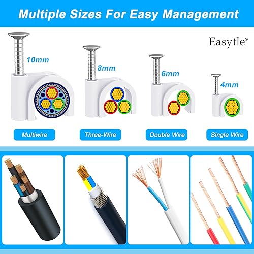Miniatura 3 de 400 clips de cable de 4680.394 in con clips de cable Ethernet de acero, clips de cable de cable, tachuelas de cable, clavos de cable, clips de