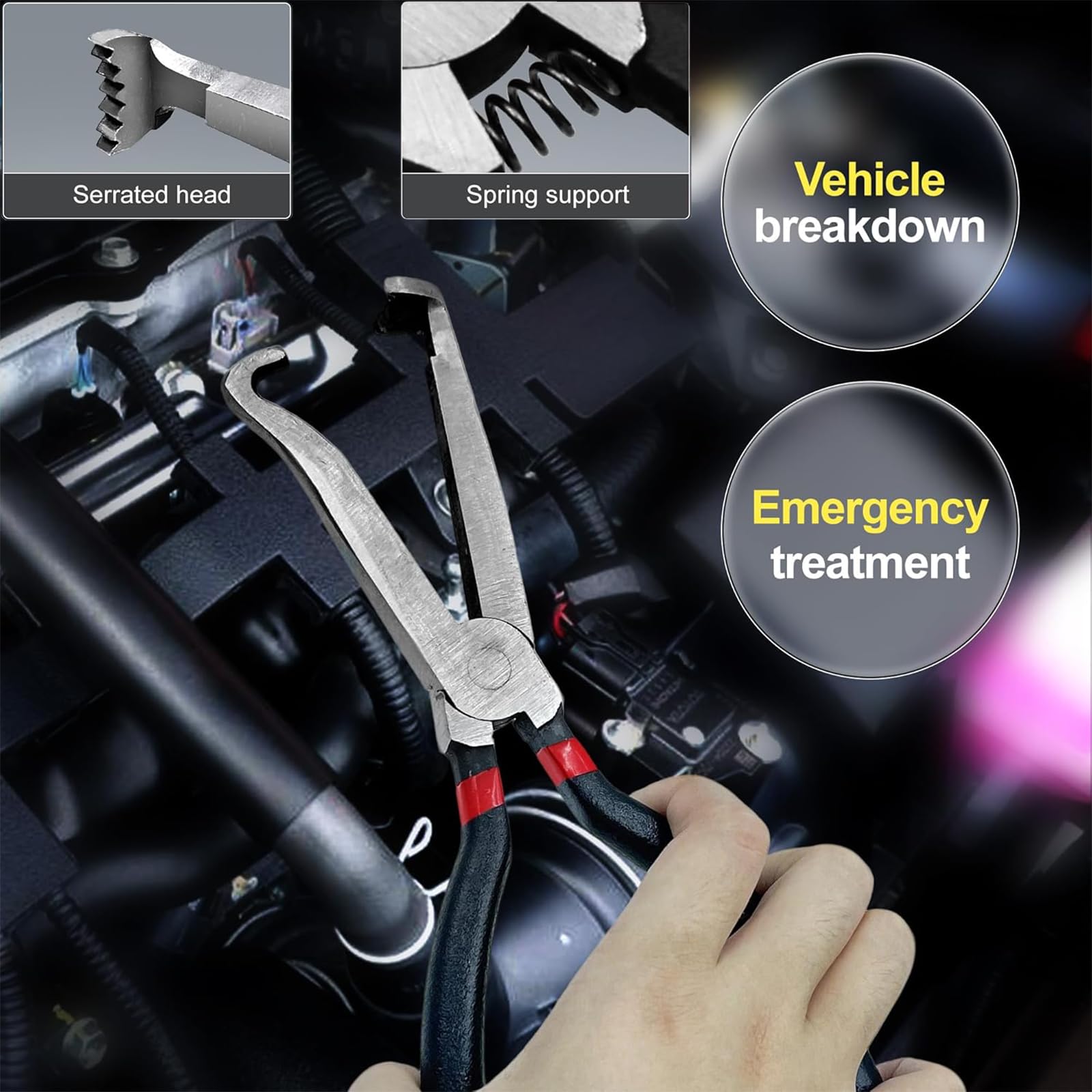 Electrical Disconnect Pliers Fuel Line Disconnect Tool with Anti-Slip Grip, hose removal pliers (1*Red60°+1*Red straight) ?with 2 Pcs Oil Seal Hooks and 8 Pcs Terminal Removal Tools?