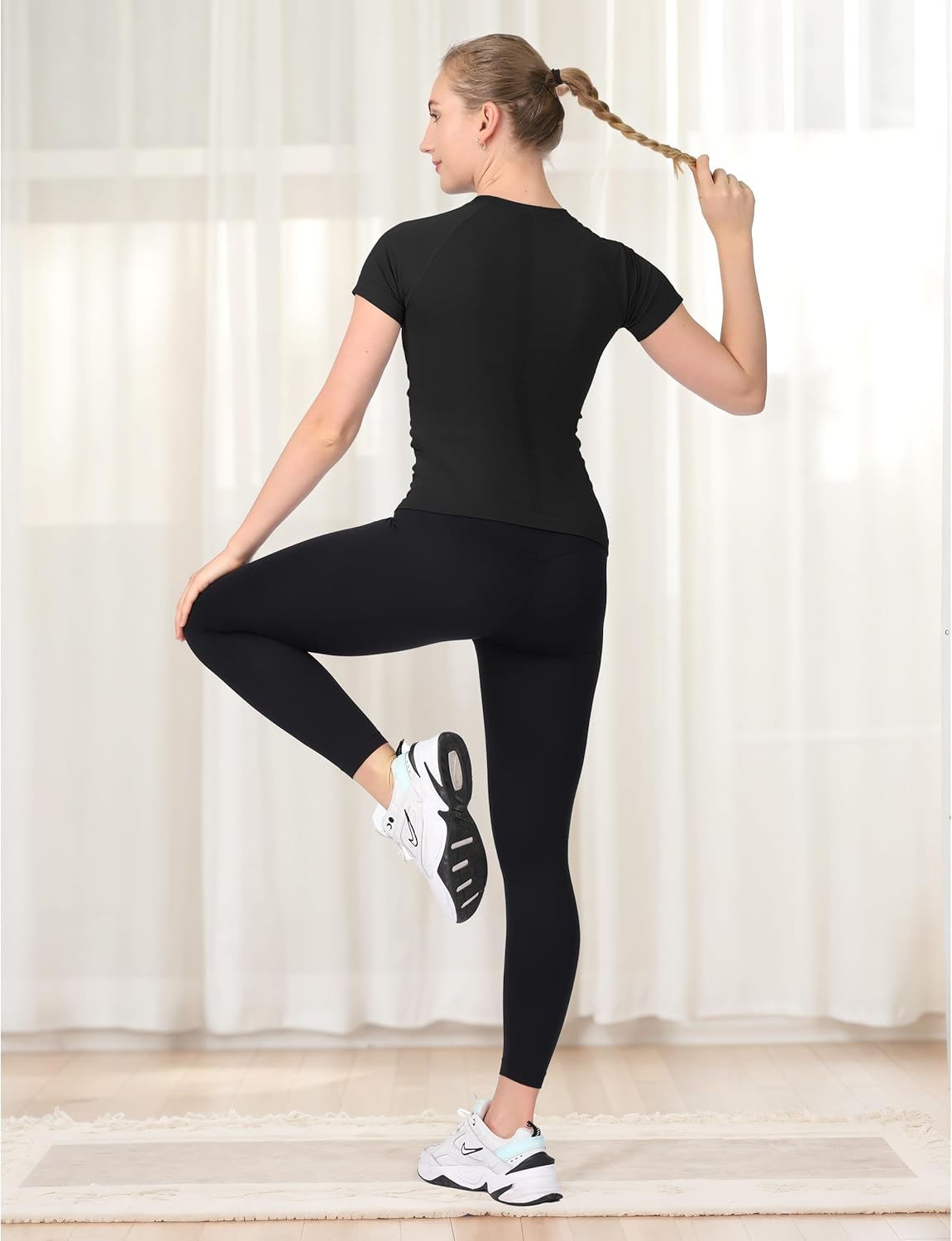 MathCat Workout Shirts for Women,Yoga Short Sleeve Workout Tops,Breathable Athletic Gym Shirt - Image 3