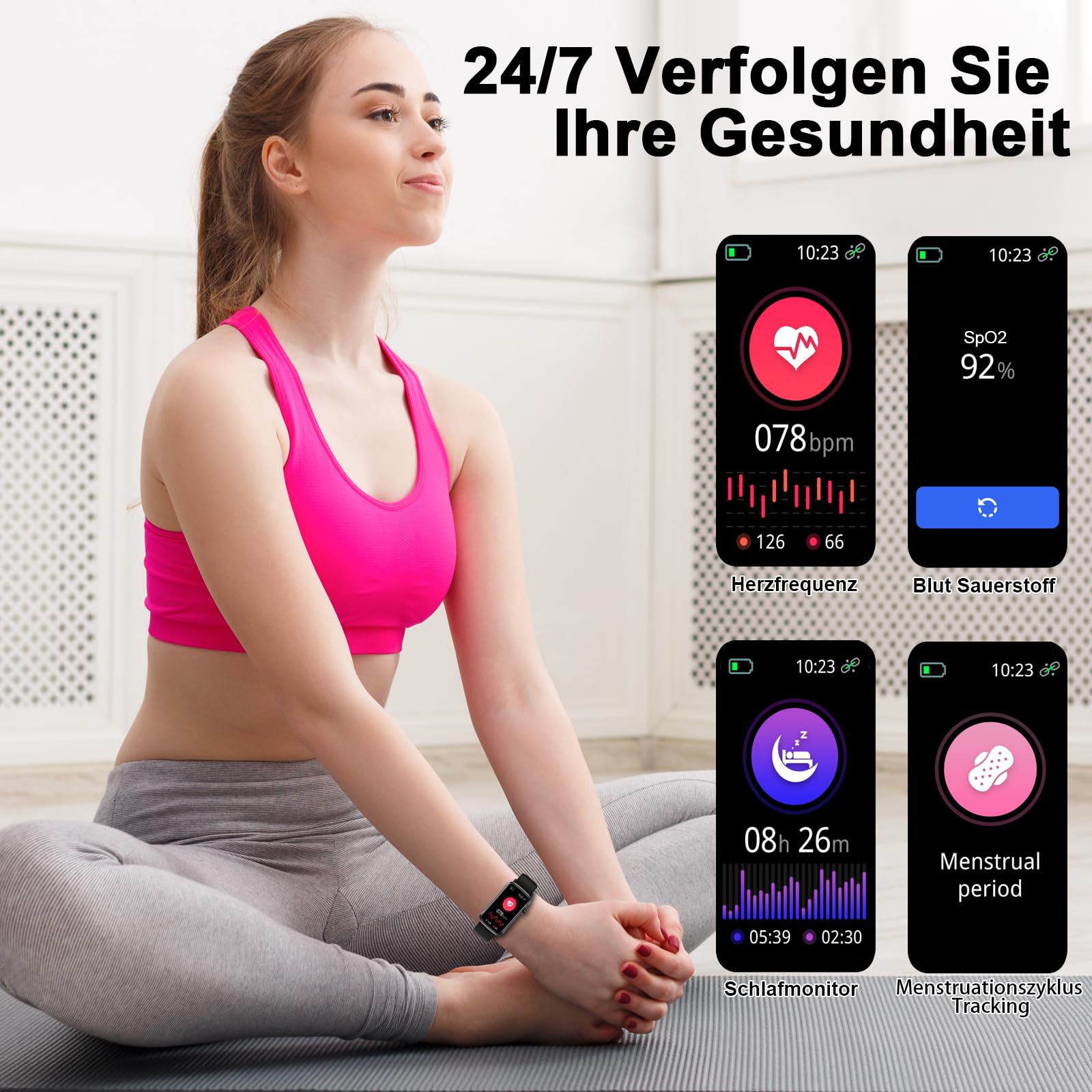 Motast Smartwatch Herren Damen,2026 1,57" HD Smart Watch Fitness-Tracker | Fitnessuhr Damen Bluetooth-5.4-Anrufe,IP68 Wasserdicht Sportuhr,123+ Sportmodi,Schrittzähler/Herzfrequenz/SpO2/Schlafmonitor