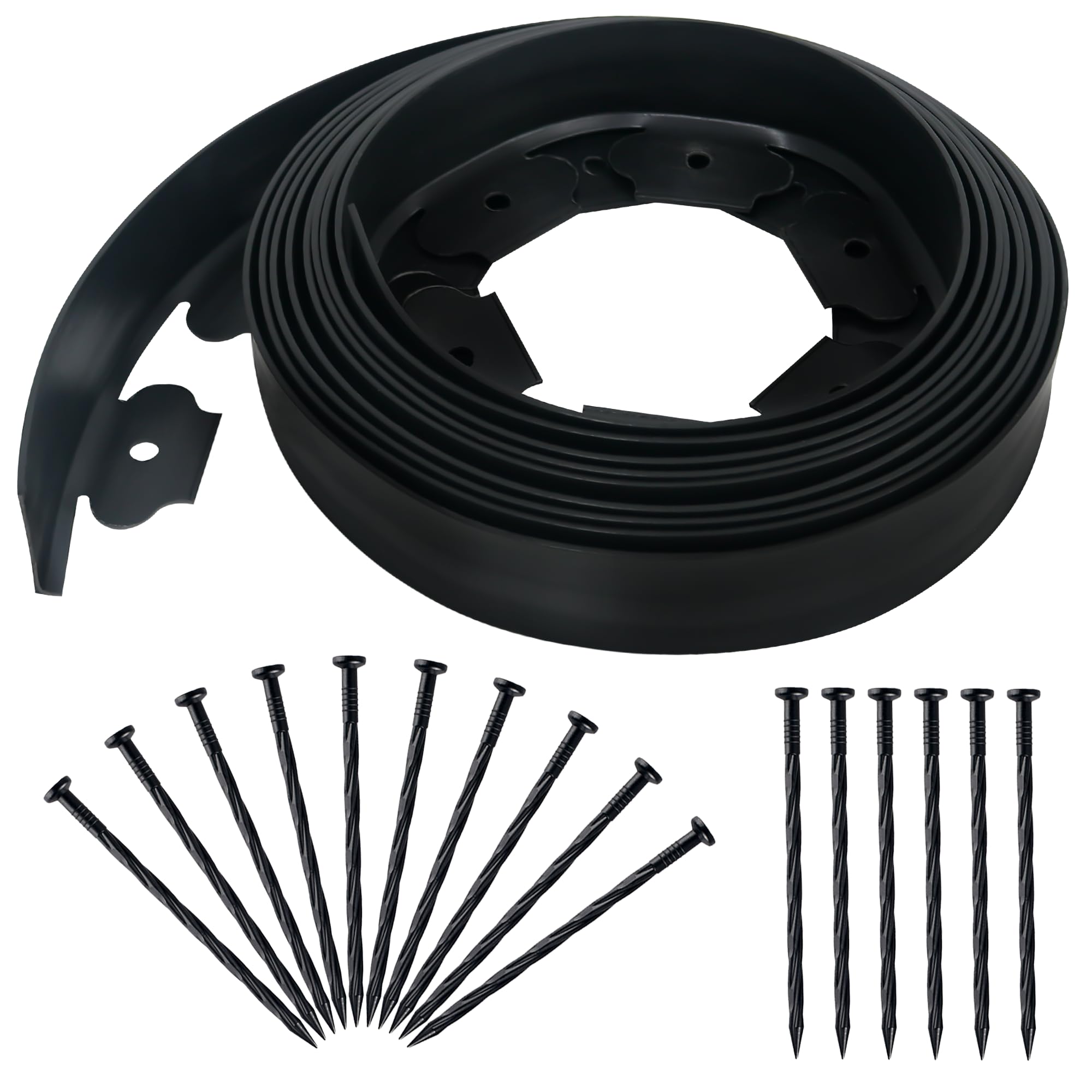 CHEOAR Quibbay Garden Edging Border 25ft, No Dig Lawn Edging with Spikes
