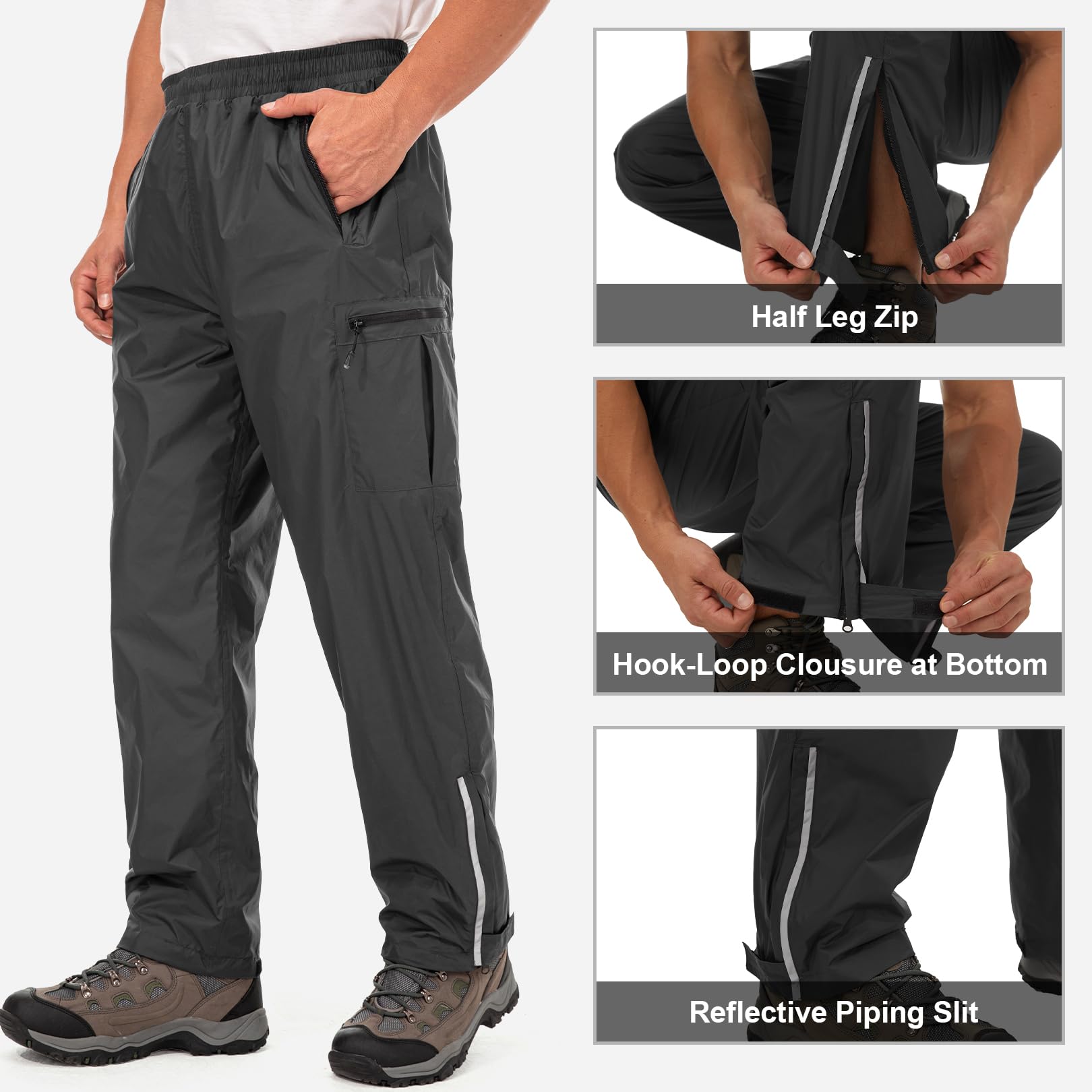Pantalones de lluvia para hombre, impermeables, resistentes al viento, para senderismo, pesca, golf, motocicleta, ciclismo