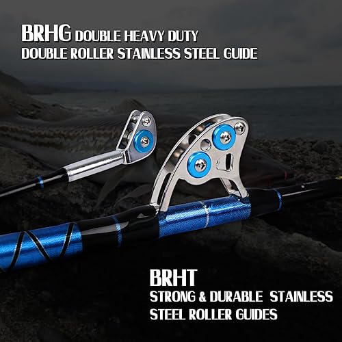 Miniatura 10 de Fiblink caña de pesca de agua salada por curricán convencional para bote con todas las guías de rodillo muy potente 5 pies 1 pulgada