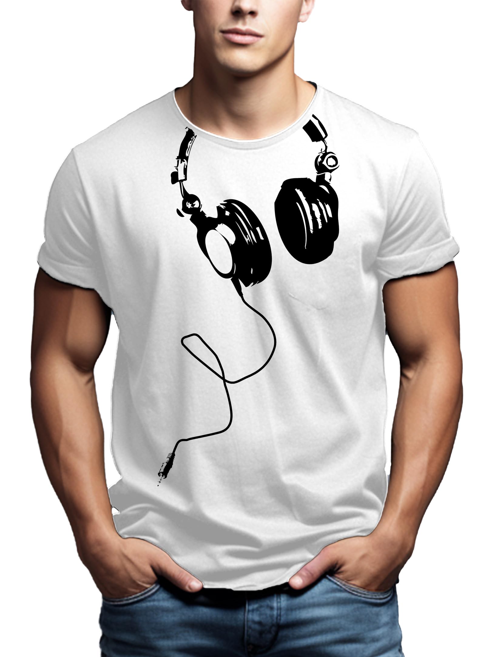 MAKAYA Camiseta con Auriculares Hombre DJ Musica