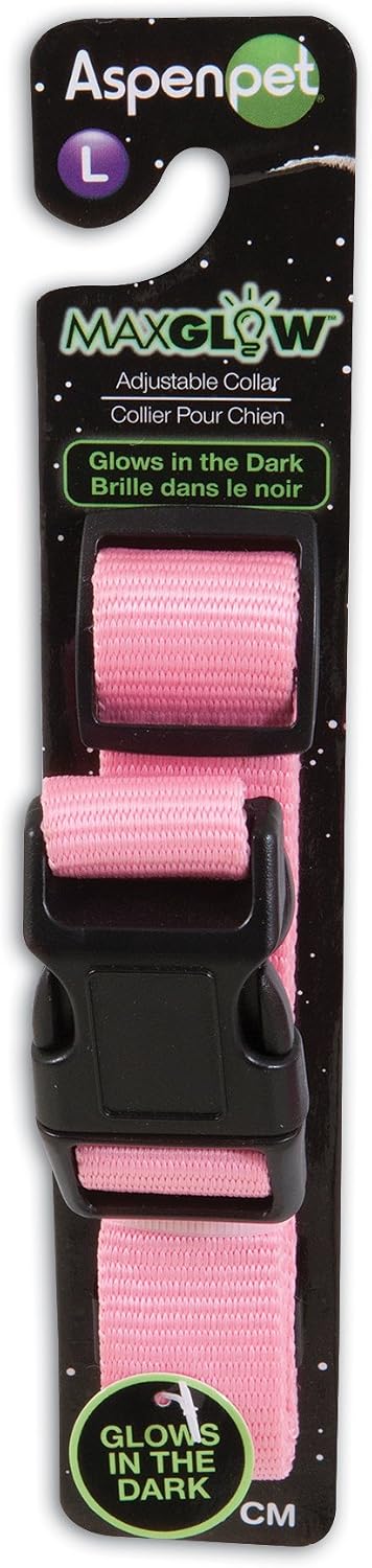 Petmate Glow-in Dark Adjustable Collar, 1" x 16-26", Hot Pink