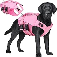 Vista 25 de ASENKU Chaleco salvavidas para perros, chaleco reflectante de alta flotabilidad para perros con asas duraderas para perros pequeños y medianos, Verde