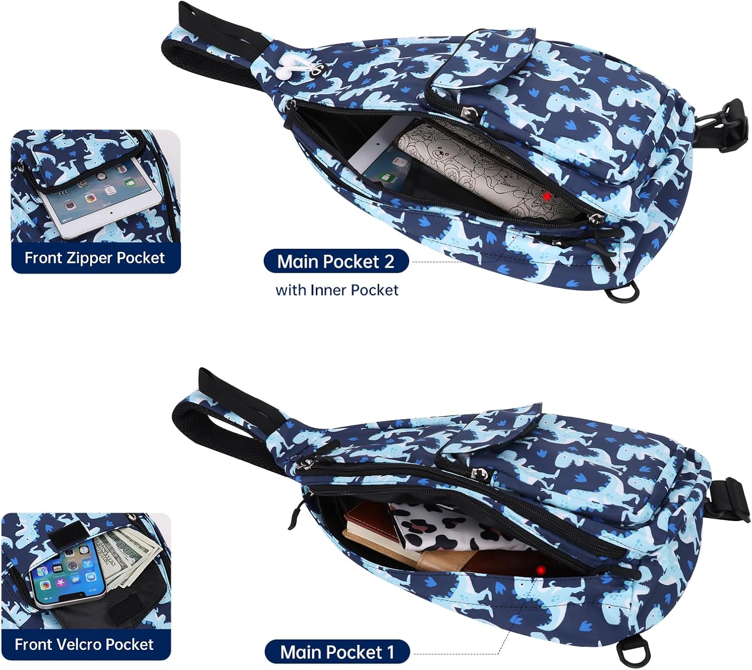 Convertible Sling Backpack Crossbody Chest Bag for Women Men Left and Right Shoulder Purse Water Repellent Gym Daypack