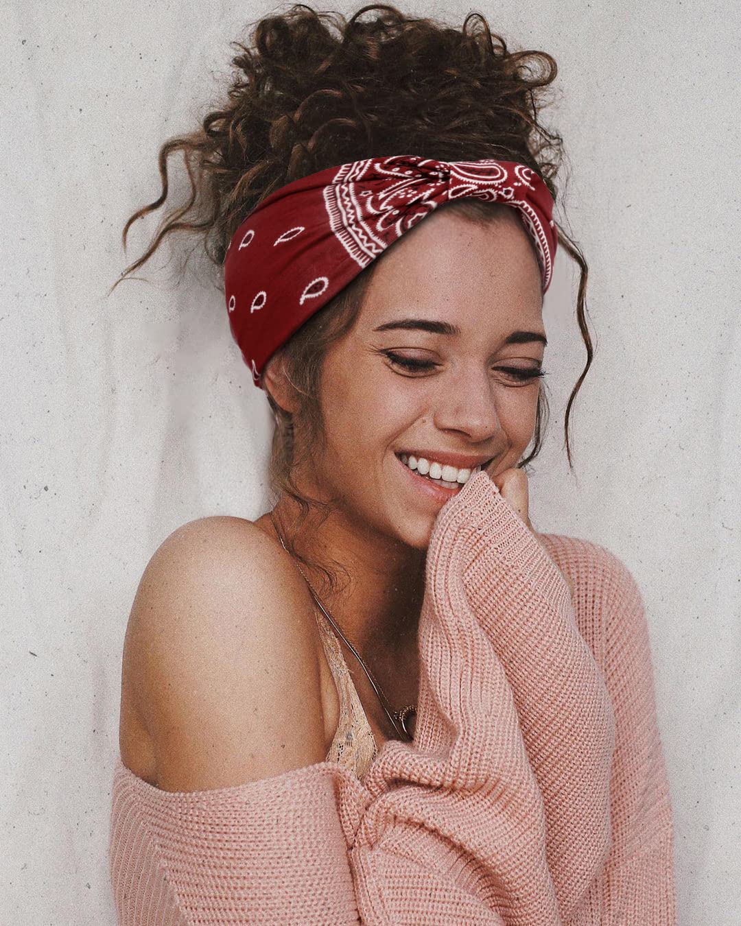 SAWINDA Paquete De 6 Diademas Bohemias Para Mujer, Bandas Anchas Para El Cabello, Elásticas, Anudadas, Antideslizantes, Para El Cabello De Mujer, Estampado Africano, Diademas Para Mujer, Diademas Para