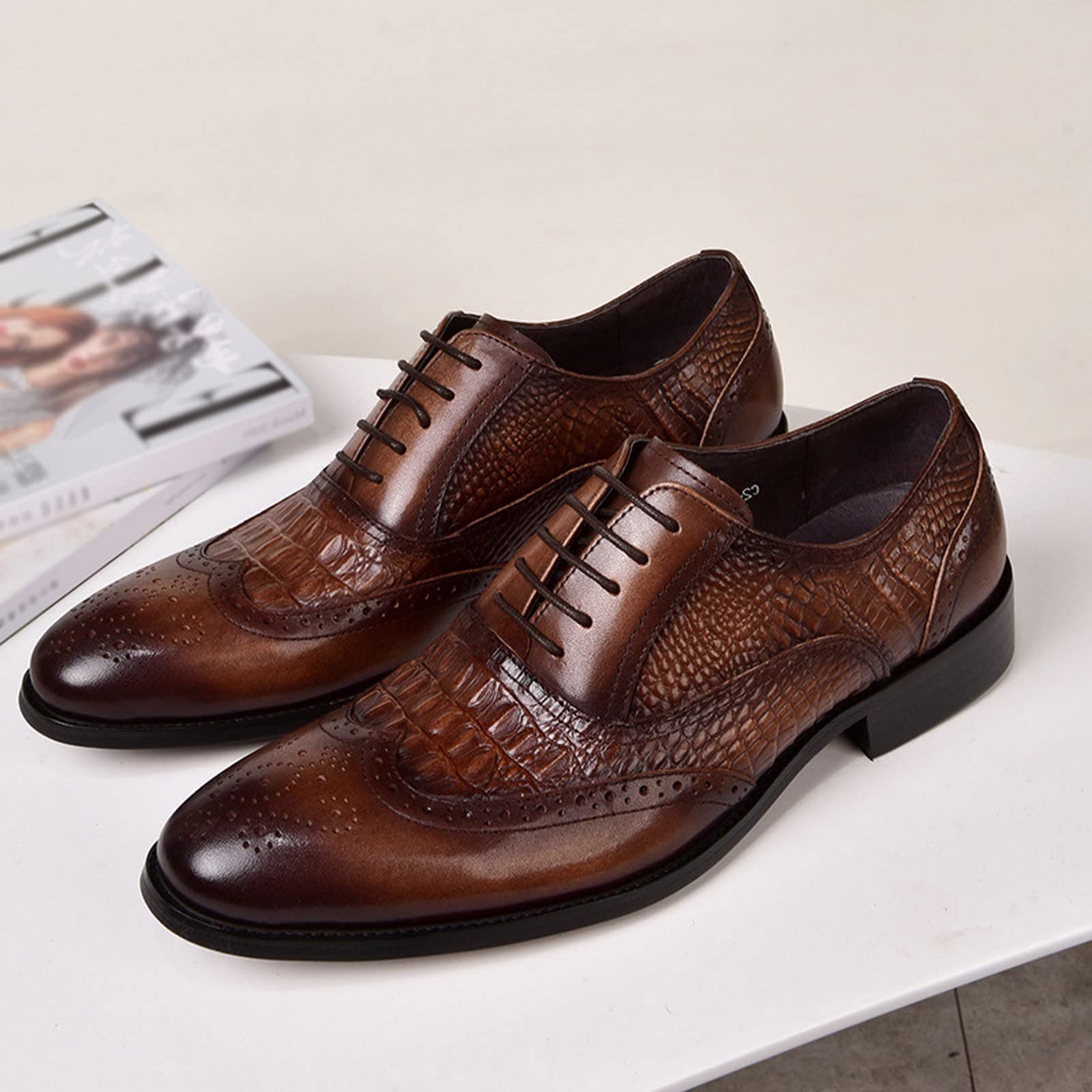 Chaussures de costume pour homme avec talon - Chaussures en cuir - Chaussures d'affaires - Protection contre les coups de pied - Chaussures de mariage avec lacets - Chaussures de loisirs - Couleur