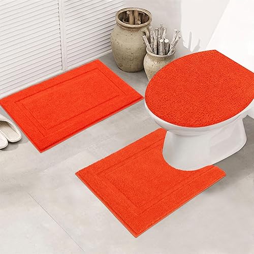 Miniatura 10 de SHACOS Micorfiber - Juego de alfombras de baño con cubierta para tapa de inodoro, 3 piezas, suaves y absorbentes, alfombras de baño en forma de U,