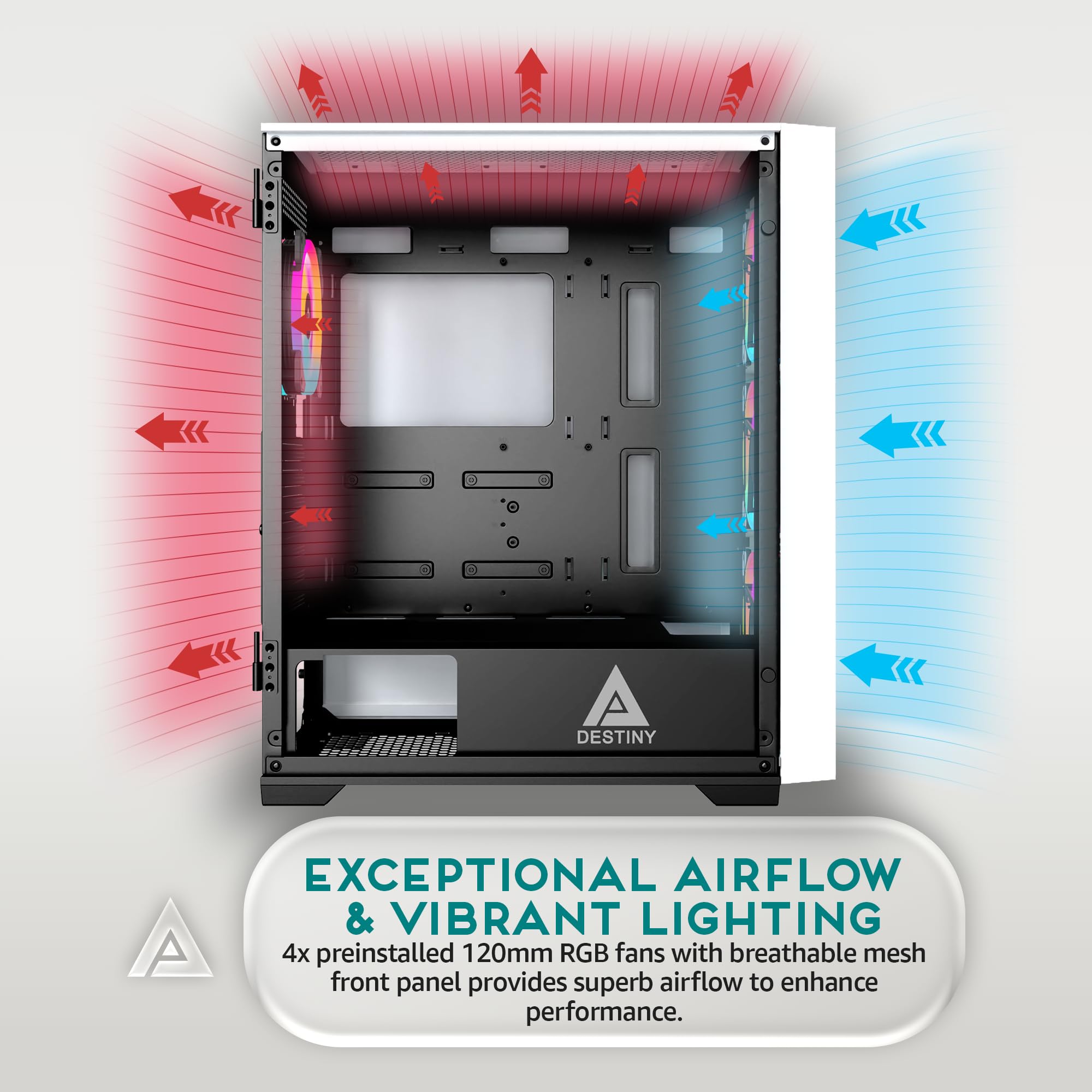 Amazon.com: Apevia Destiny-MESH-WH Destiny Mesh Mid Tower