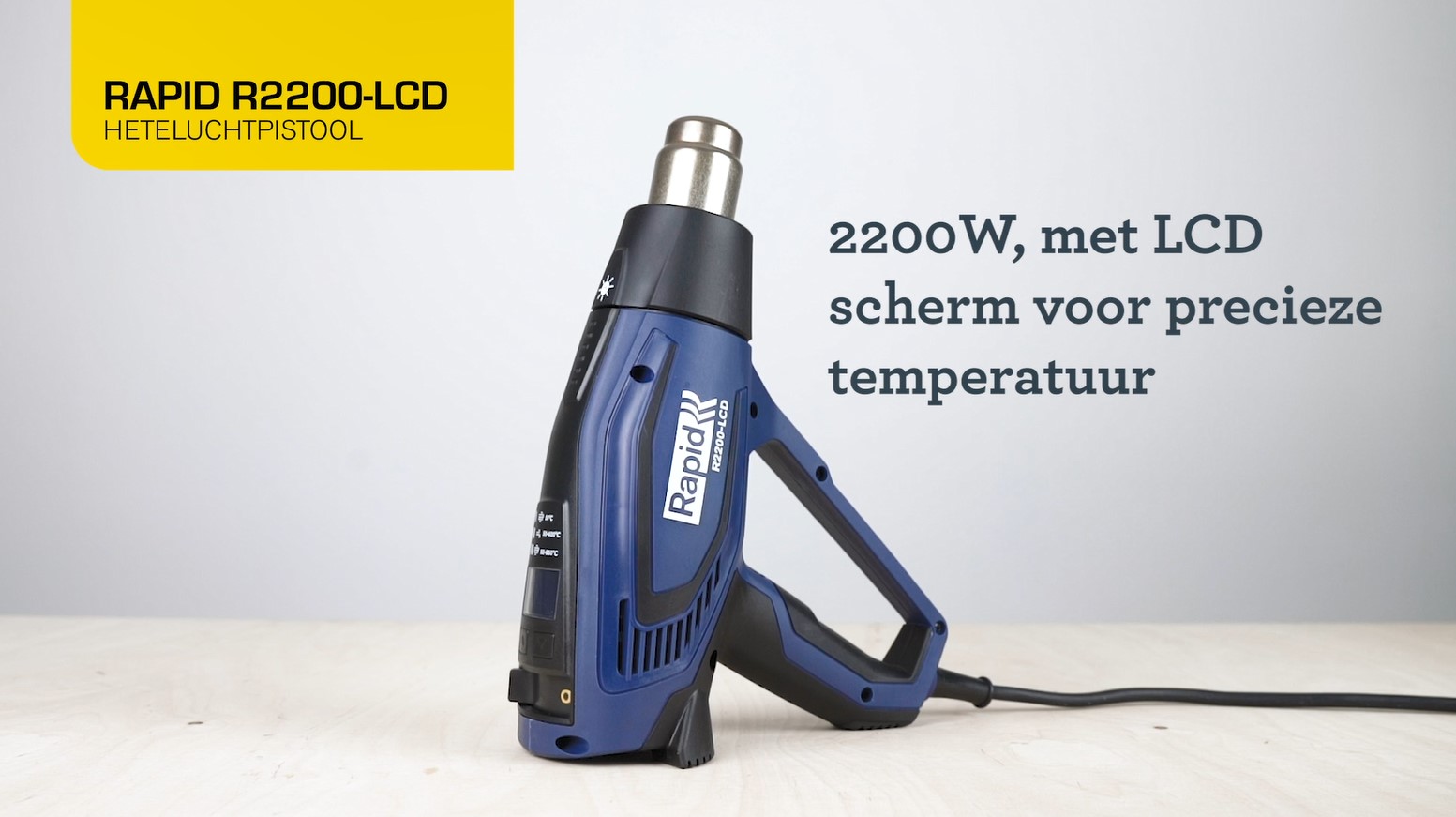 Rapid Heteluchtpistool R2200-LCD, Verfafbrander 2200 W, LCD-display, 50-650°C, 250-500 l/Min