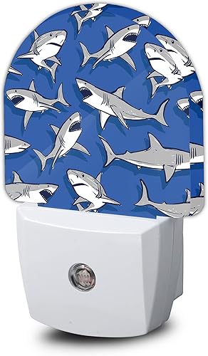 AOWULA Luz nocturna de tiburón, luces nocturnas enchufables en la decoración de pared para escaleras, pasillos, cocina, luces nocturnas con sensor