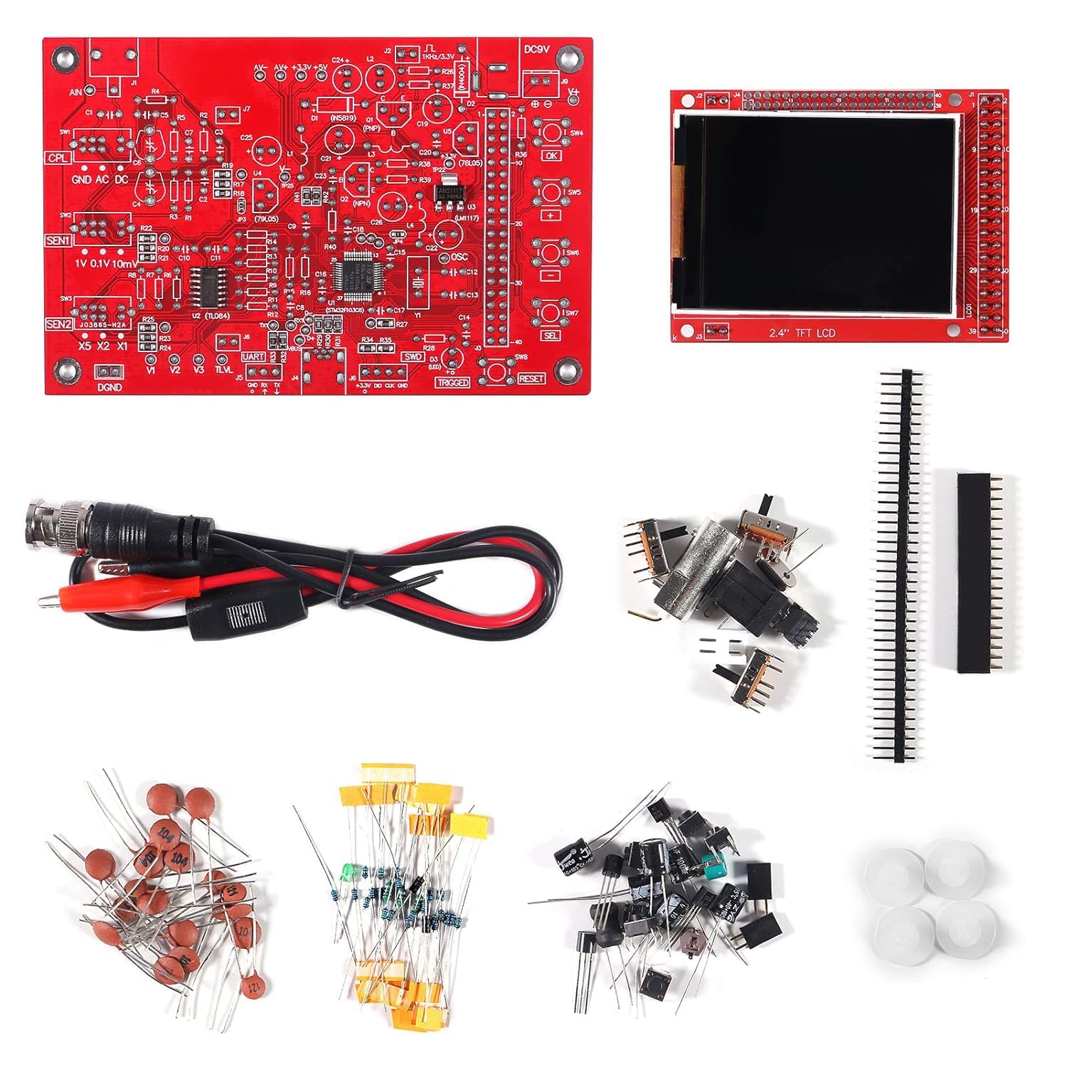 IDUINO Digital Oscilloscope Kit Open-sourced 2.4" TFT 1MSPS for Digital Oscilloscope DIY Kit Handheld Pocket Sized 13803K, SMD pre-soldered