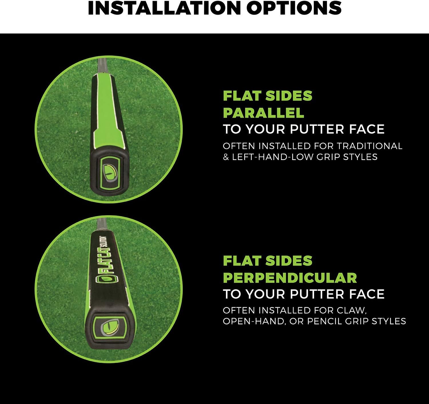 FLAT CAT Solution Putter Grip Svelte, Weighted Grip Reduces The Yips, Oversized Non-Tapered Golf Grip, Flat Sides Put The Putter Face in The Palm of Your Hand
