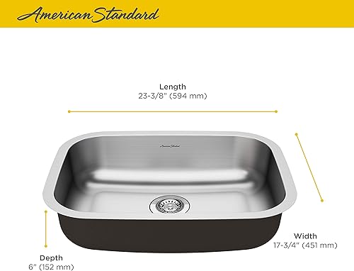 Miniatura 4 de American Standard 18SB6181600S.075 Portsmouth - Fregadero de cocina de acero inoxidable con cuenco individual ADA de 18 x 16 pulgadas, 18 x 16