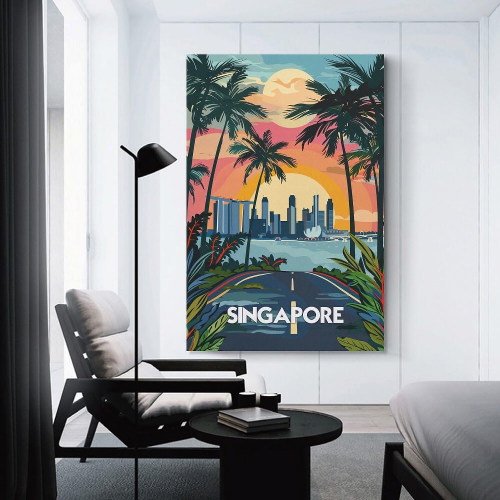 Junmoney Unframe-Style-17 Explore Singapore's Tropical Paradise Home Decor Wall Art 24X36inch(60X90cm), For Bedroom, Guest Room Or Reading Nook, Decorative Wall Art For Cosy Rooms