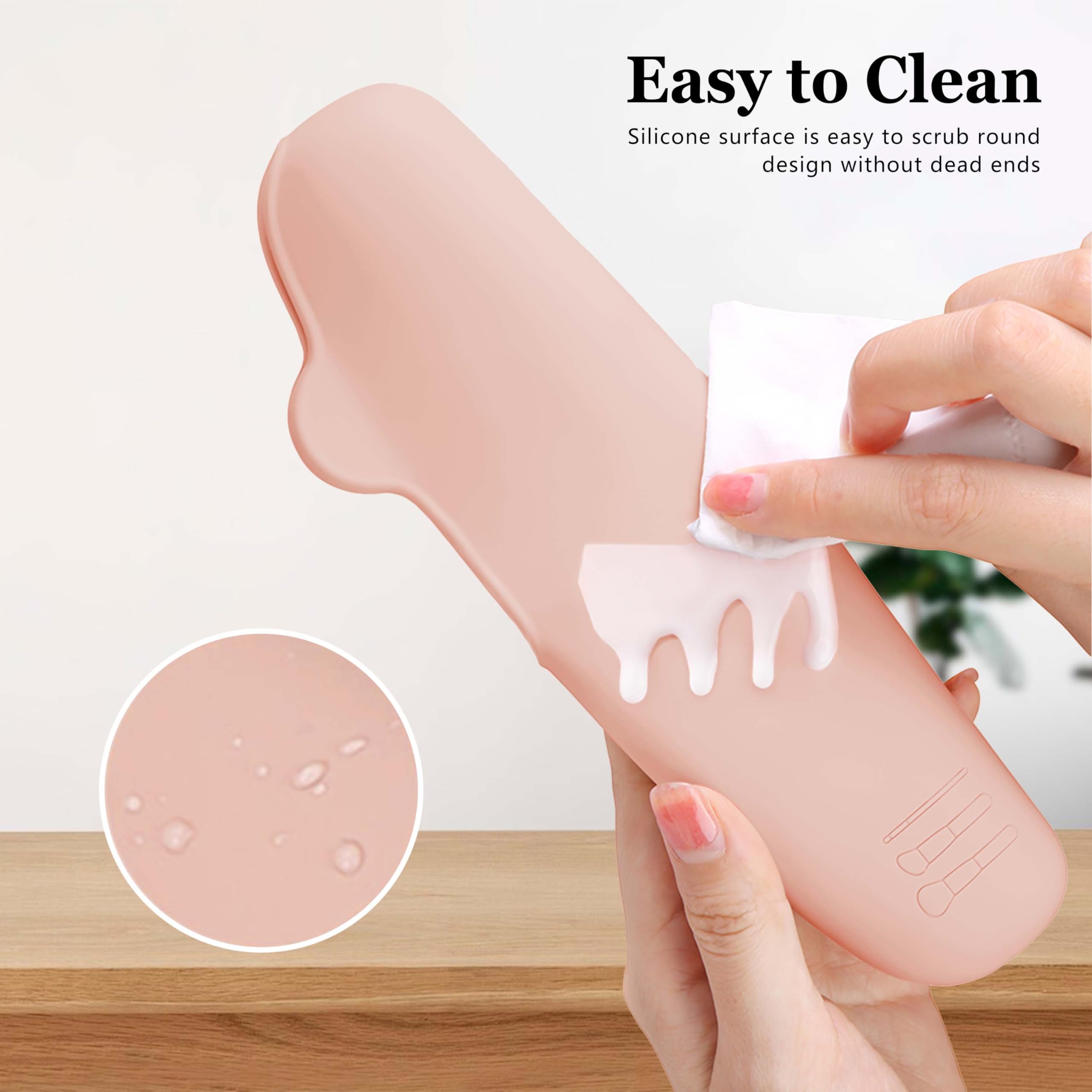 Silicone Makeup Brush Holder, Half-open Snap Design, Washable Case For Travel Business