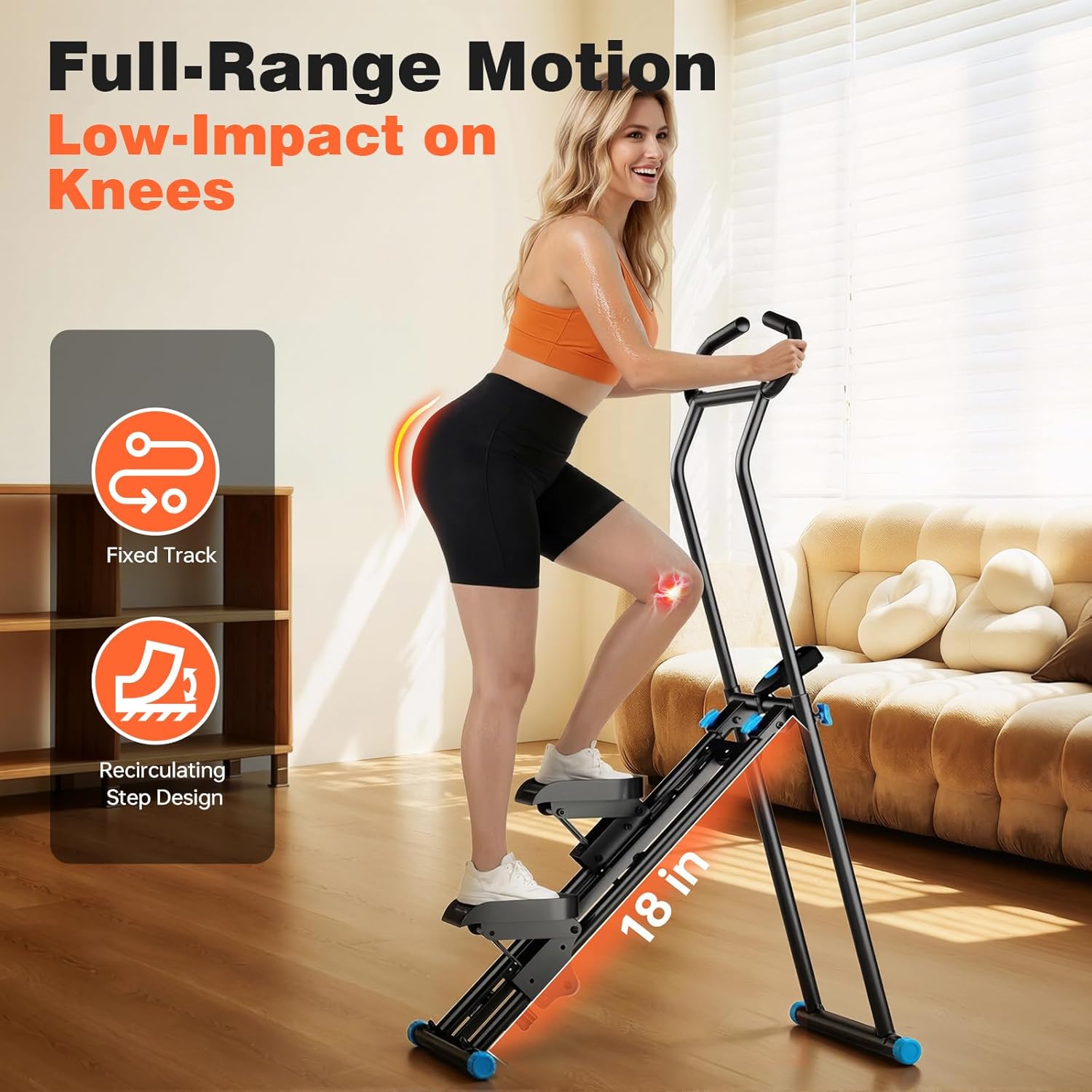 Stair Stepper for Home Gym, 350 lbs Capacity Cardio Machine with Adjustable Height, Non-Slip Pedals, LCD Display, Foldable Design for Full Body Workout for Women Men - Image 4