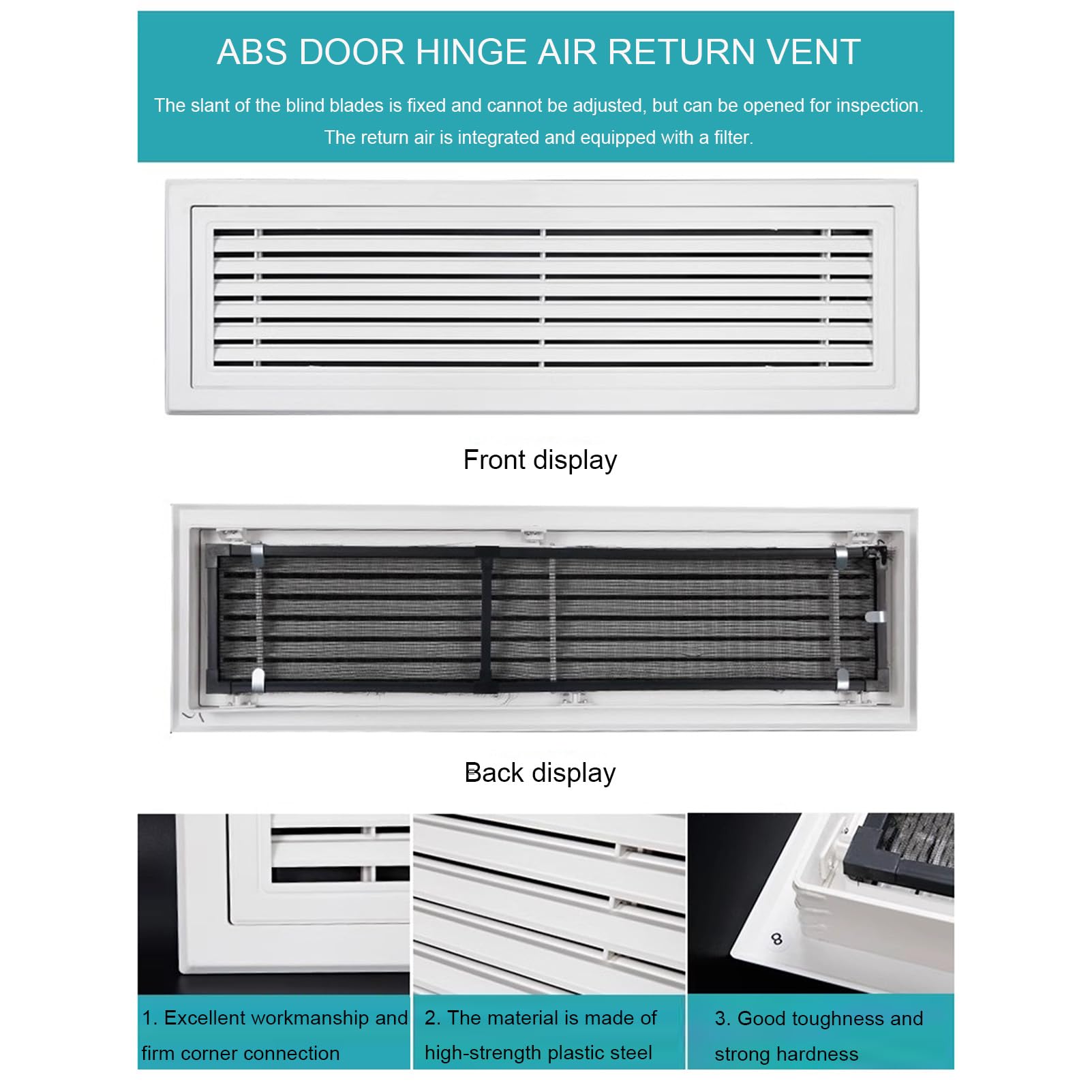 Griglia centrale in ABS per aria condizionata con filtro, griglia di sfiato decorativa per aria condizionata centrale rettangolare, moderna copertura di ventilazione per ufficio, cucina, ventilazione