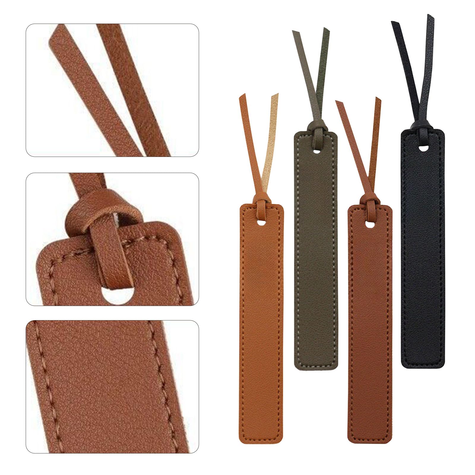 DEFIYEAR 8PCS Leather Bookmark, Leather Bookmarks for Men Women Handmade Bookmarks with Rope - Image 3