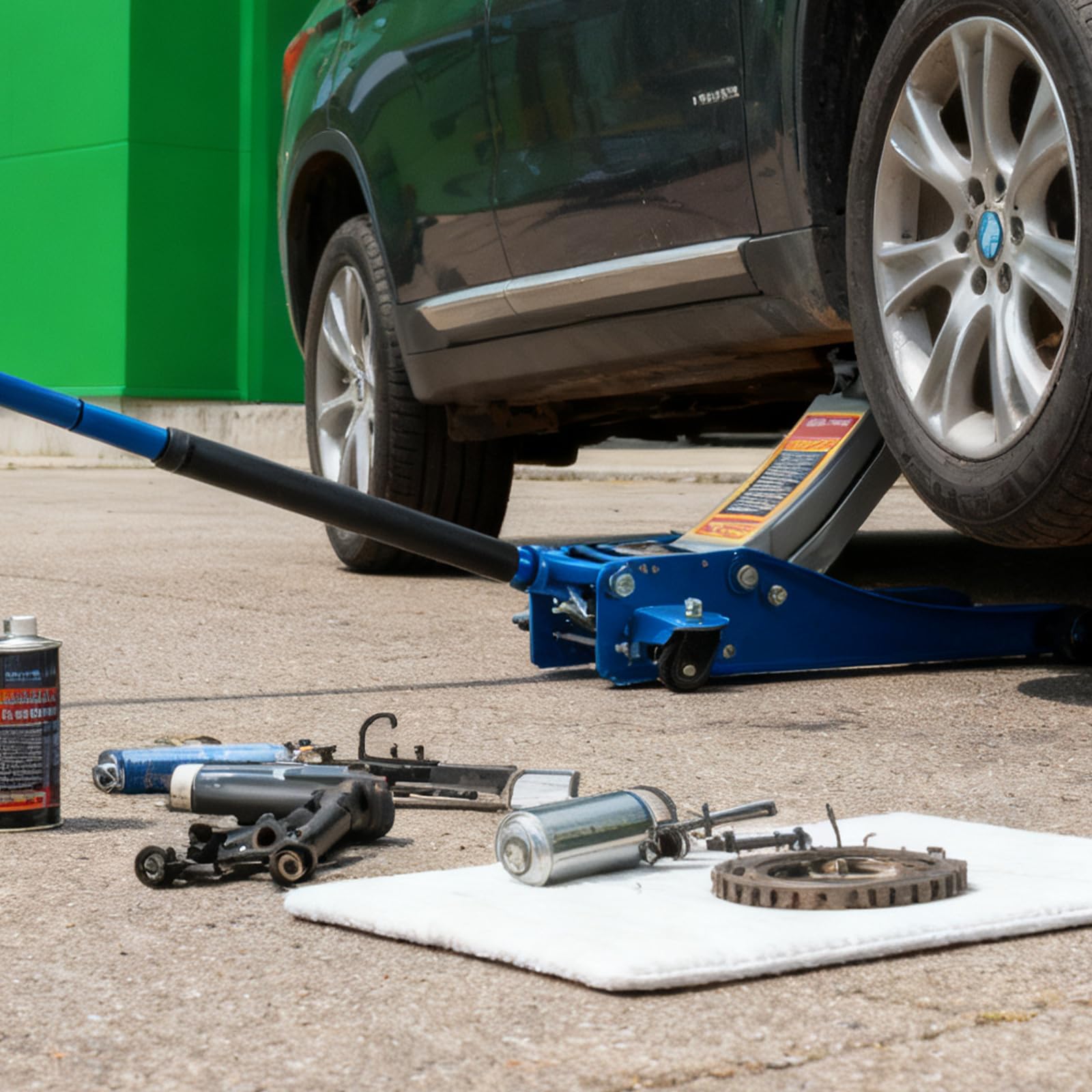 3 Tonne Trolley Jack Hydraulic Car Jack, Low Profile Floor for Car Van, Heavy-Duty Steel Hydraulic Lift with Dual Pump System, Handle Swivel Wheels, High Lift Garage (Blue) — view 7