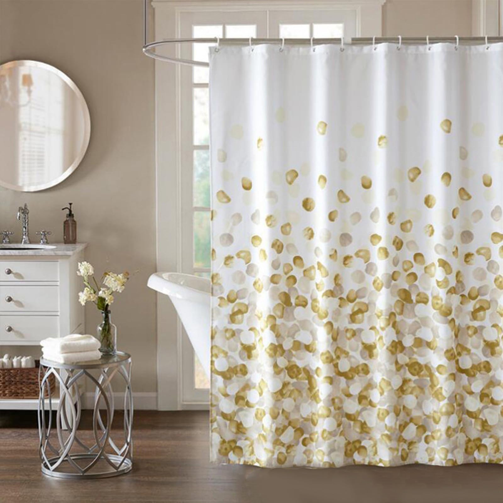 FAIRYGATE Outdoor Shower Curtain Waterproof Polyester Fabric Bathroom Shower Curtains Hotel Shower Curtain Waterproof Anti-Bacterial Polyester Mildew Resistant 180 x 180 cm B8413