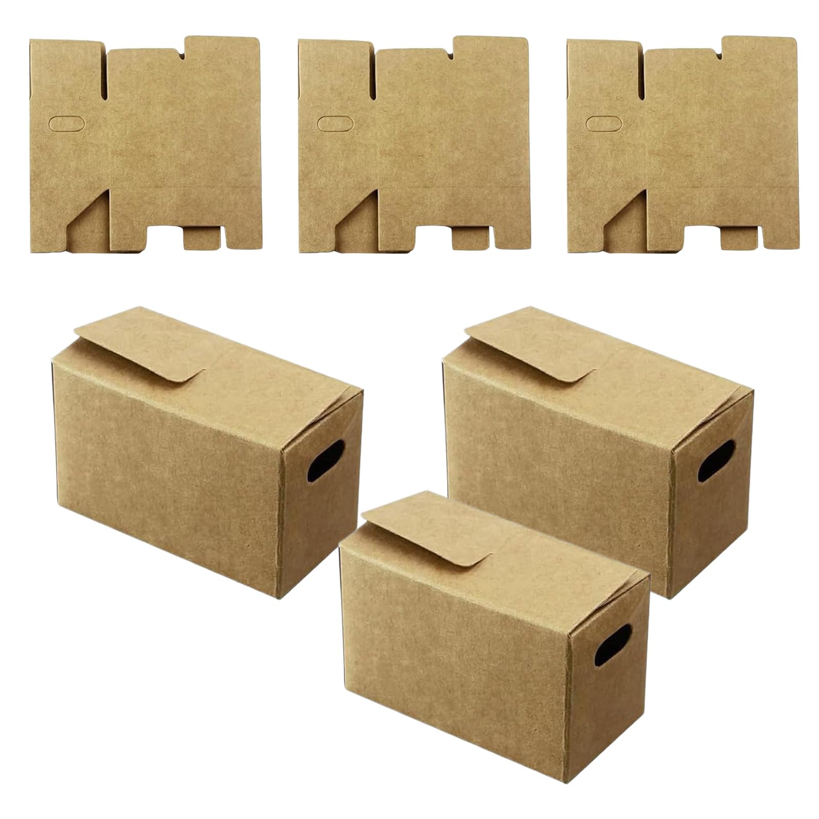 HENYGEN Of 6 Krafts Paper Miniature Boxes Home Organization Supplies Easy Assembly Small Item Storage Organizers Miniature Storage Boxes