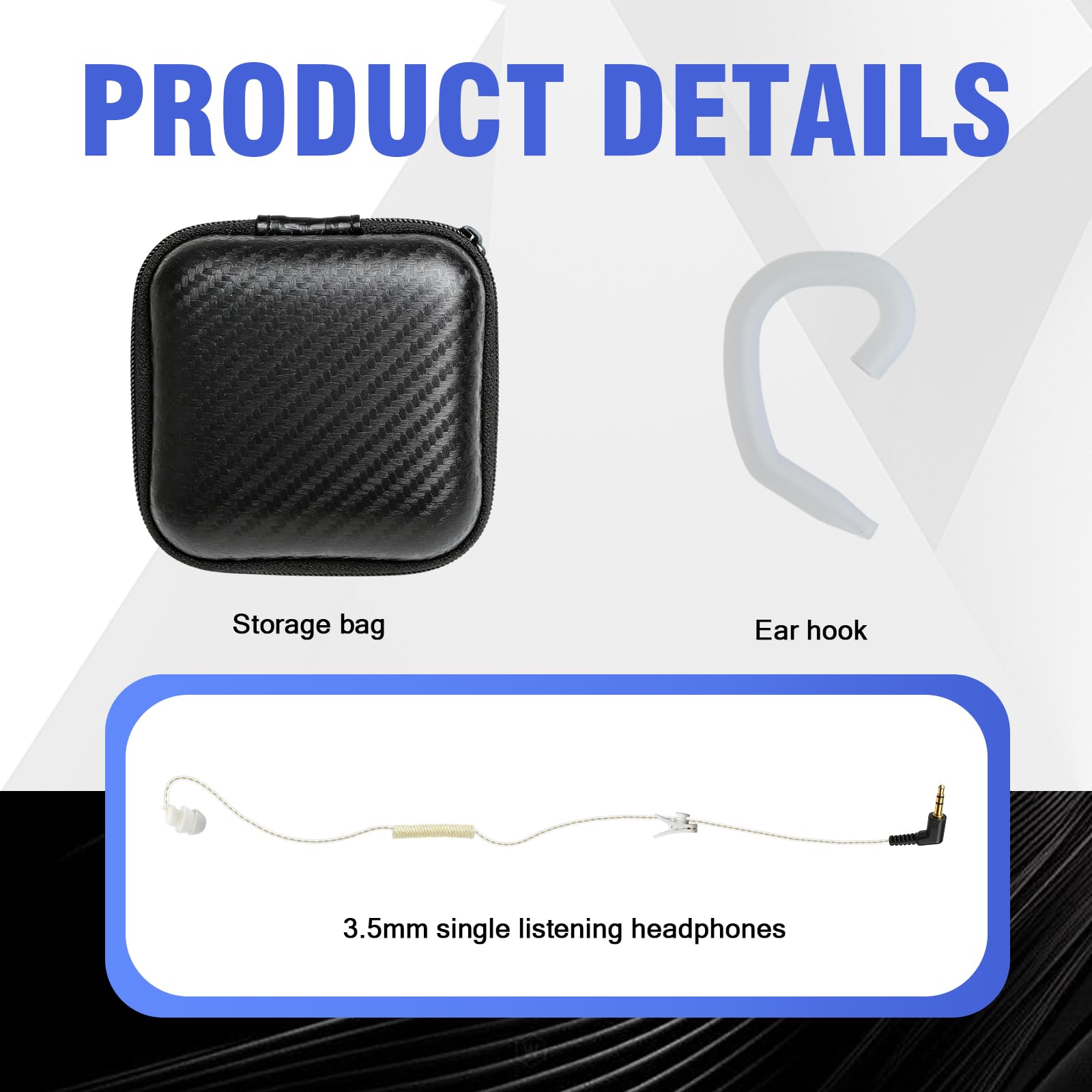 Auricolare con connettore da 3,5 mm per walkie talkie microfono da spalla, Flexo Dynamic, Covert High Definition, orecchio singolo