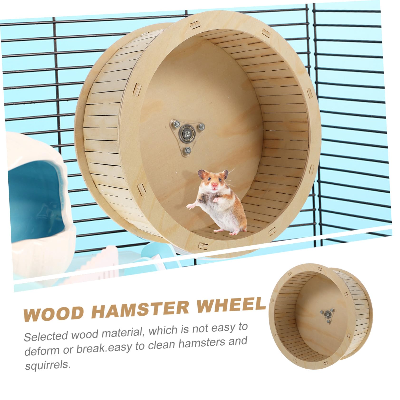 Rueda de Madera para Hámster Juguete Silencioso y Resistente para Ejercicio de Pequeños Roedores y Chinchillas Superficie Antideslizante para Mascotas Pequeñas