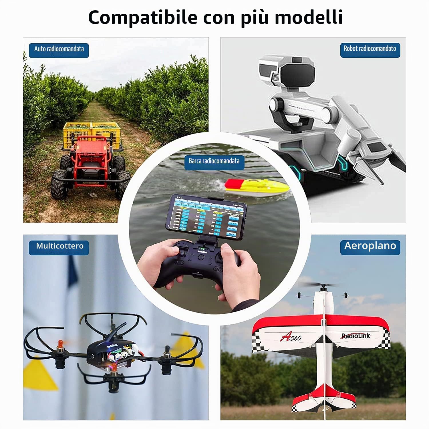 Radiolink T8S 8 Canali 2.4GHz RC Trasmettitore e Ricevitore R8EF RX, Telecomando e Controller Batteria Ricaricabile incorporata per Quad/Aereo/Auto/Barca e Altro Ancora (modalità 2 Mano Sinistra)